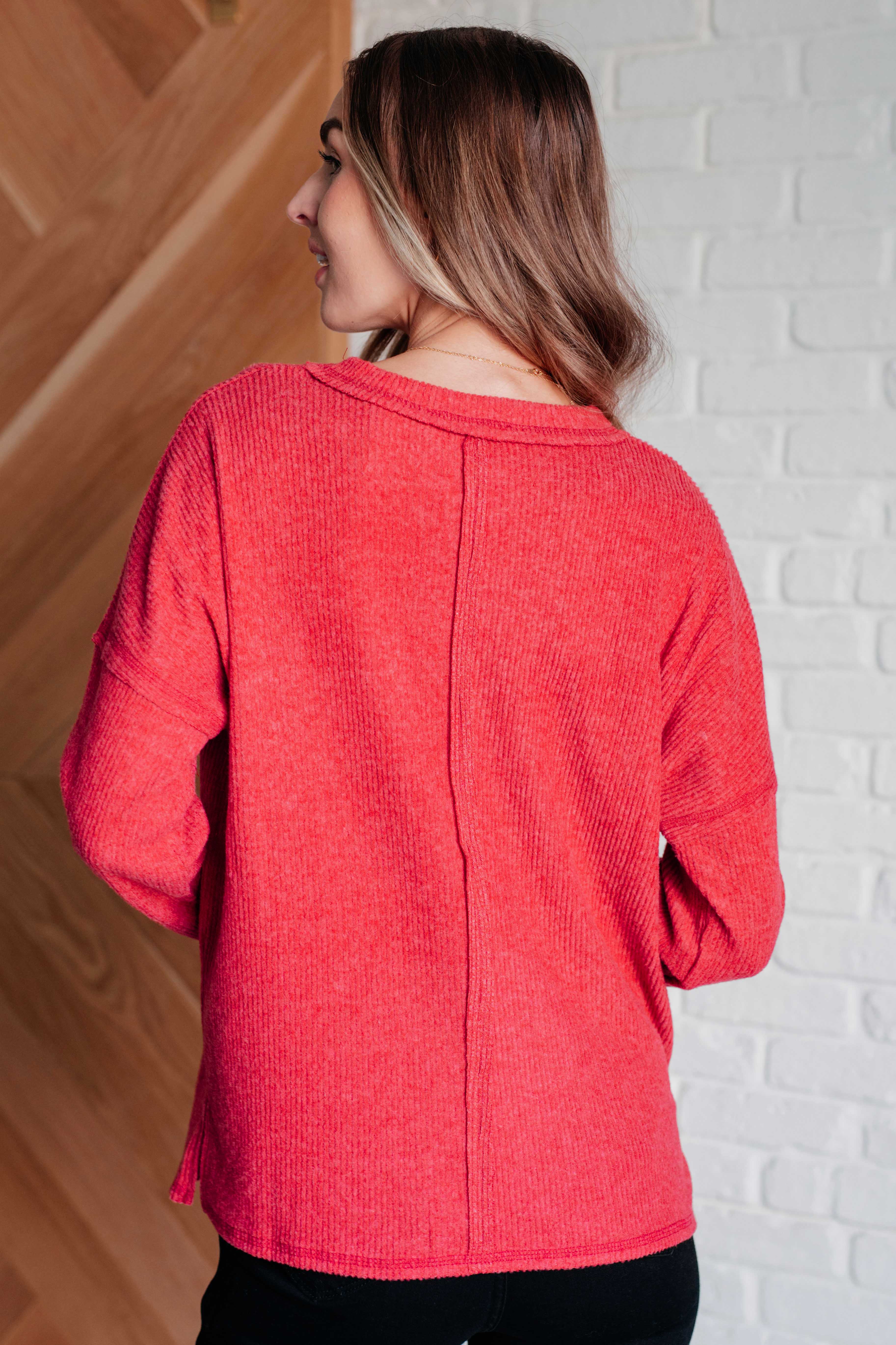Casual Tuesday Ribbed Knit Sweater in Dark Red - 10/2/2024 - Image 8