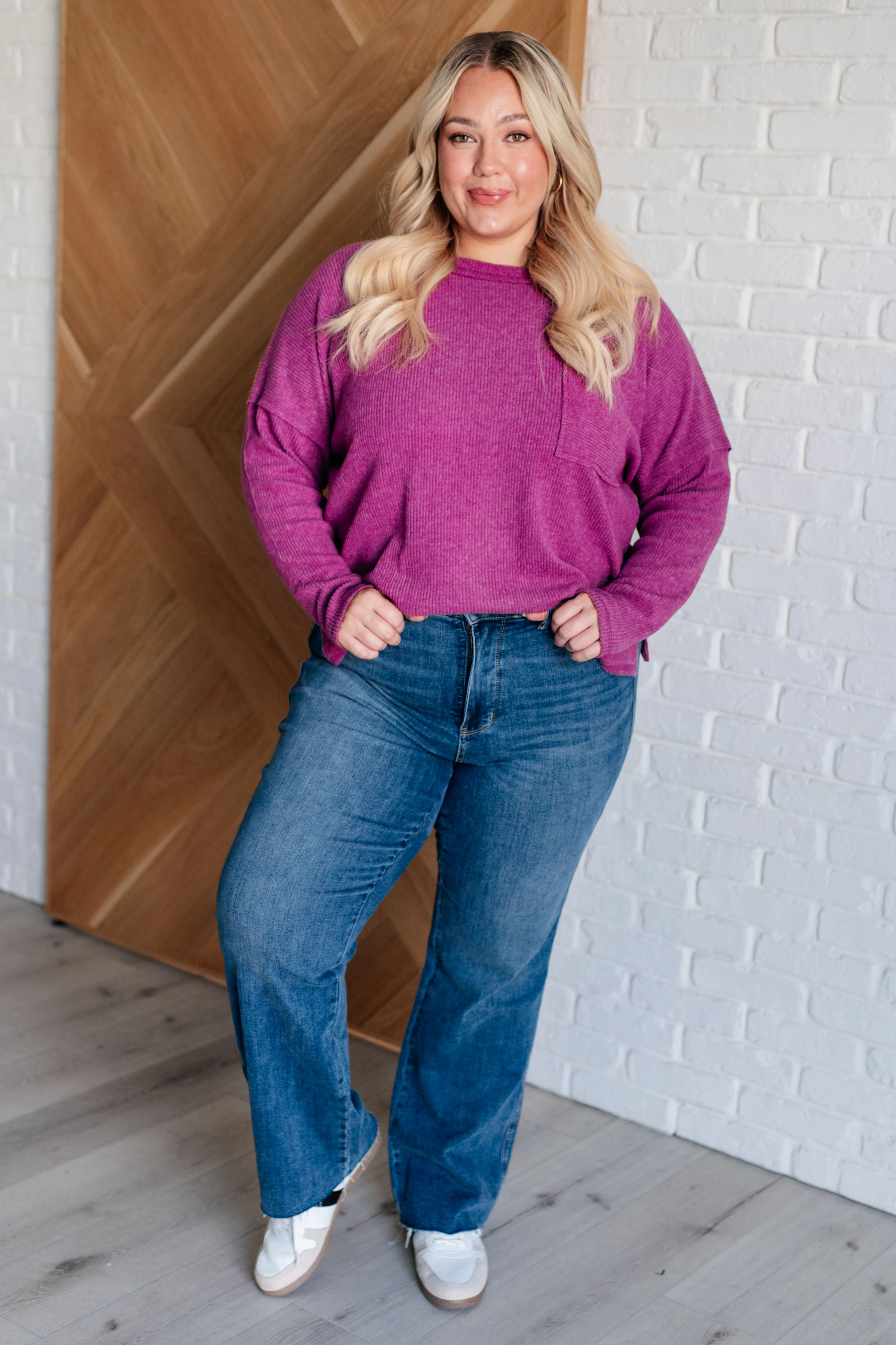 Casual Tuesday Ribbed Knit Sweater in Light Plum - 10/2/2024 - Image 3