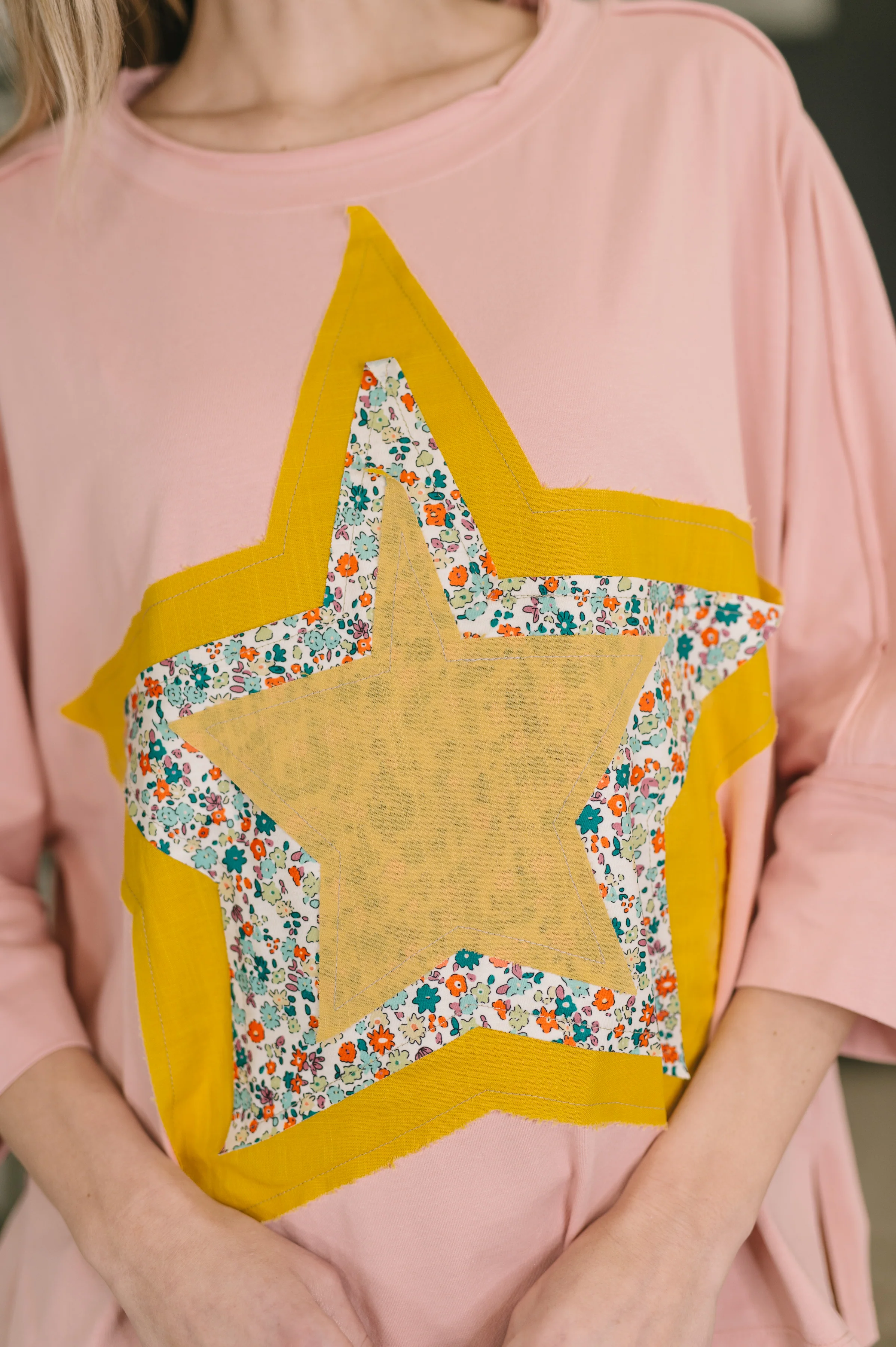 Catch a Star Mixed Print Star Patch Top - 2/23/2026 - Image 2