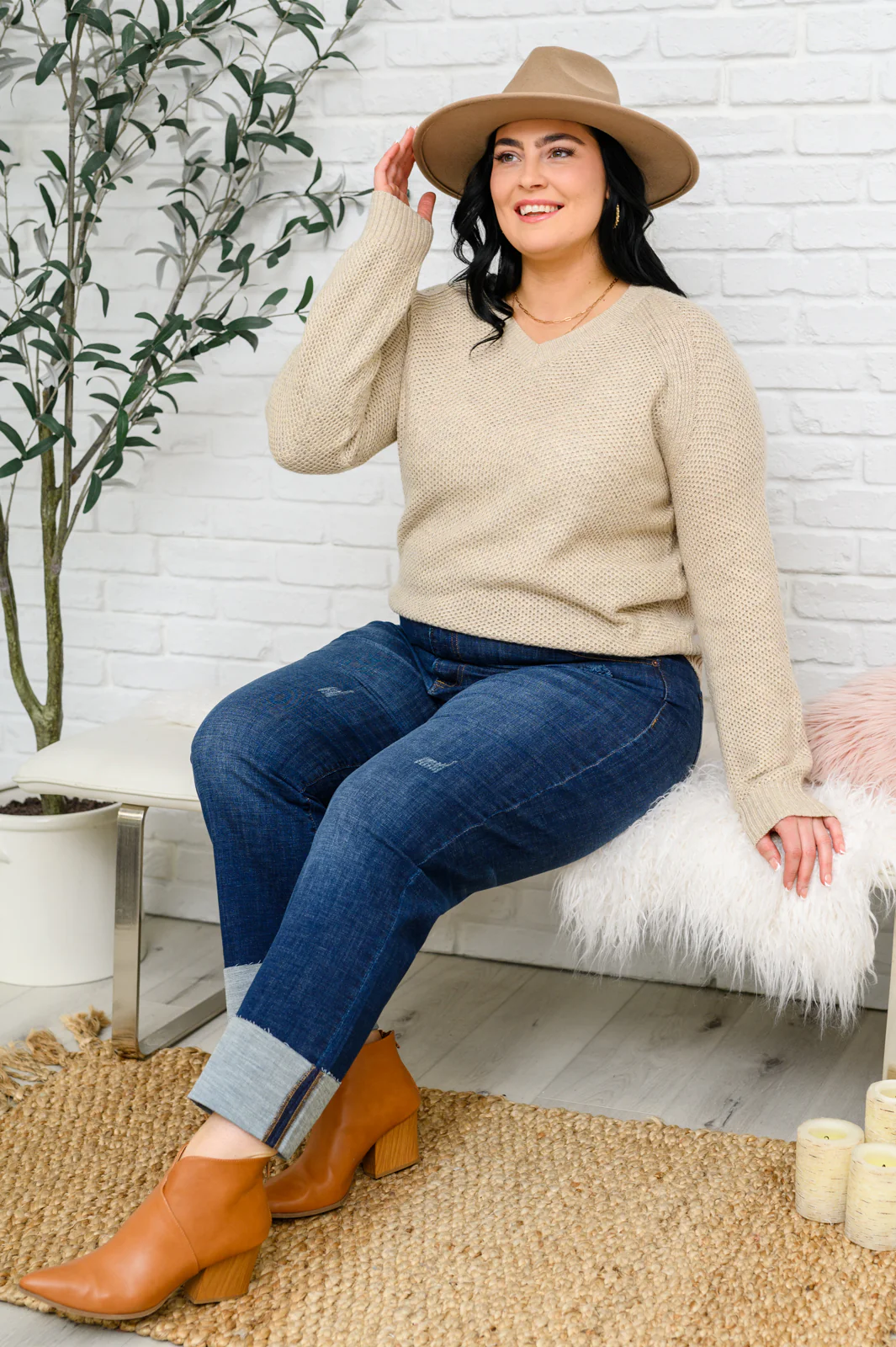 Chai Latte V-Neck Sweater in Oatmeal - 1/10/23 - Image 8