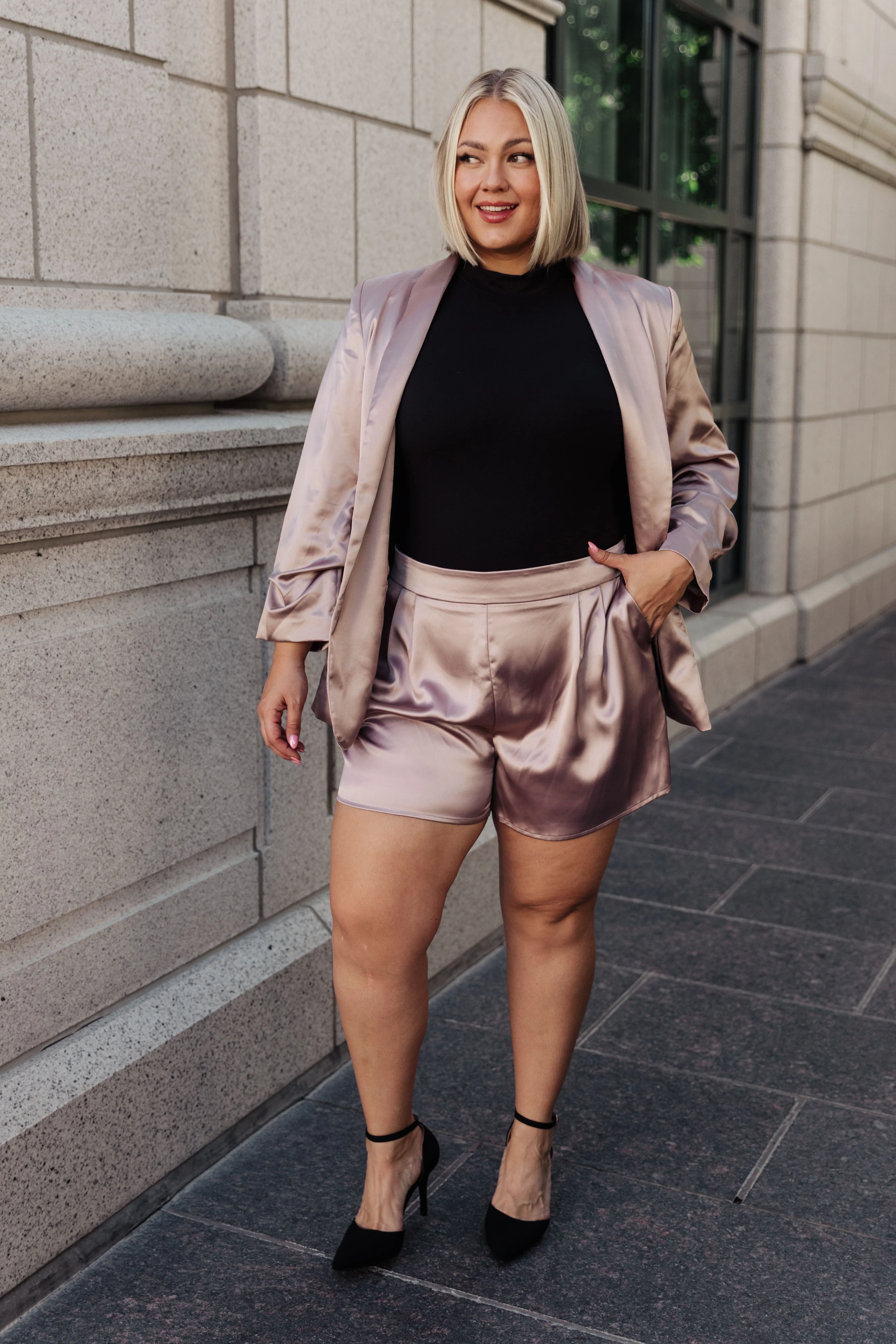 Champagne and Roses Satin Shorts - 11/6/2023 - Image 15