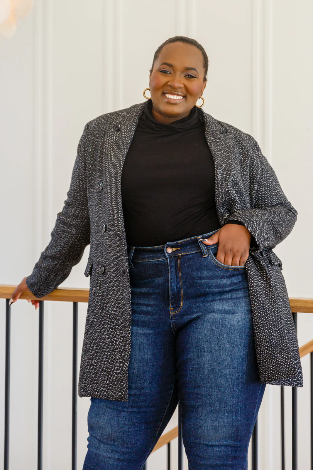 Chic Upon Arrival Button Down Blazer Jacket In Black - 11/8/2022 - Image 3