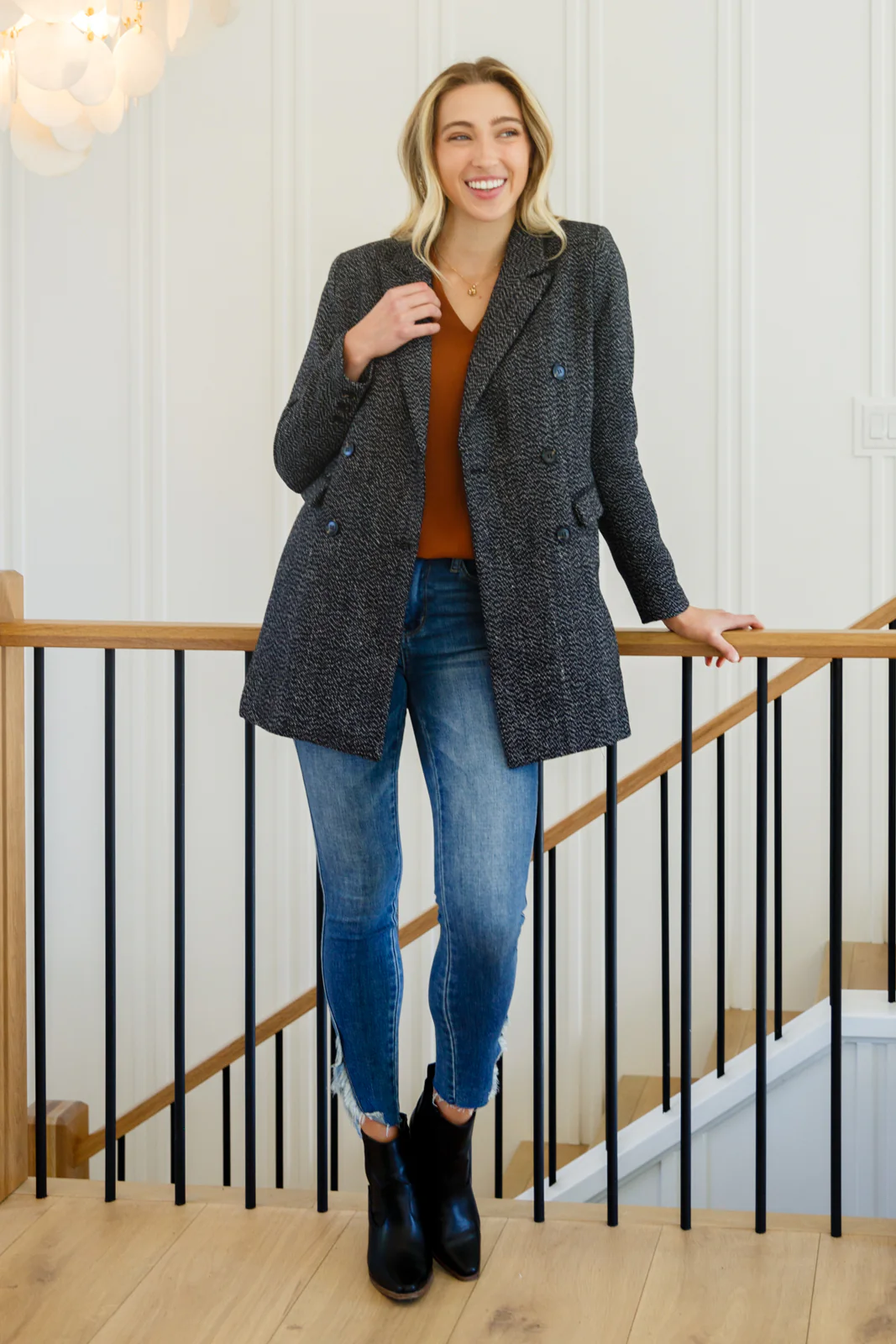 Chic Upon Arrival Button Down Blazer Jacket In Black - 11/8/2022 - Image 9