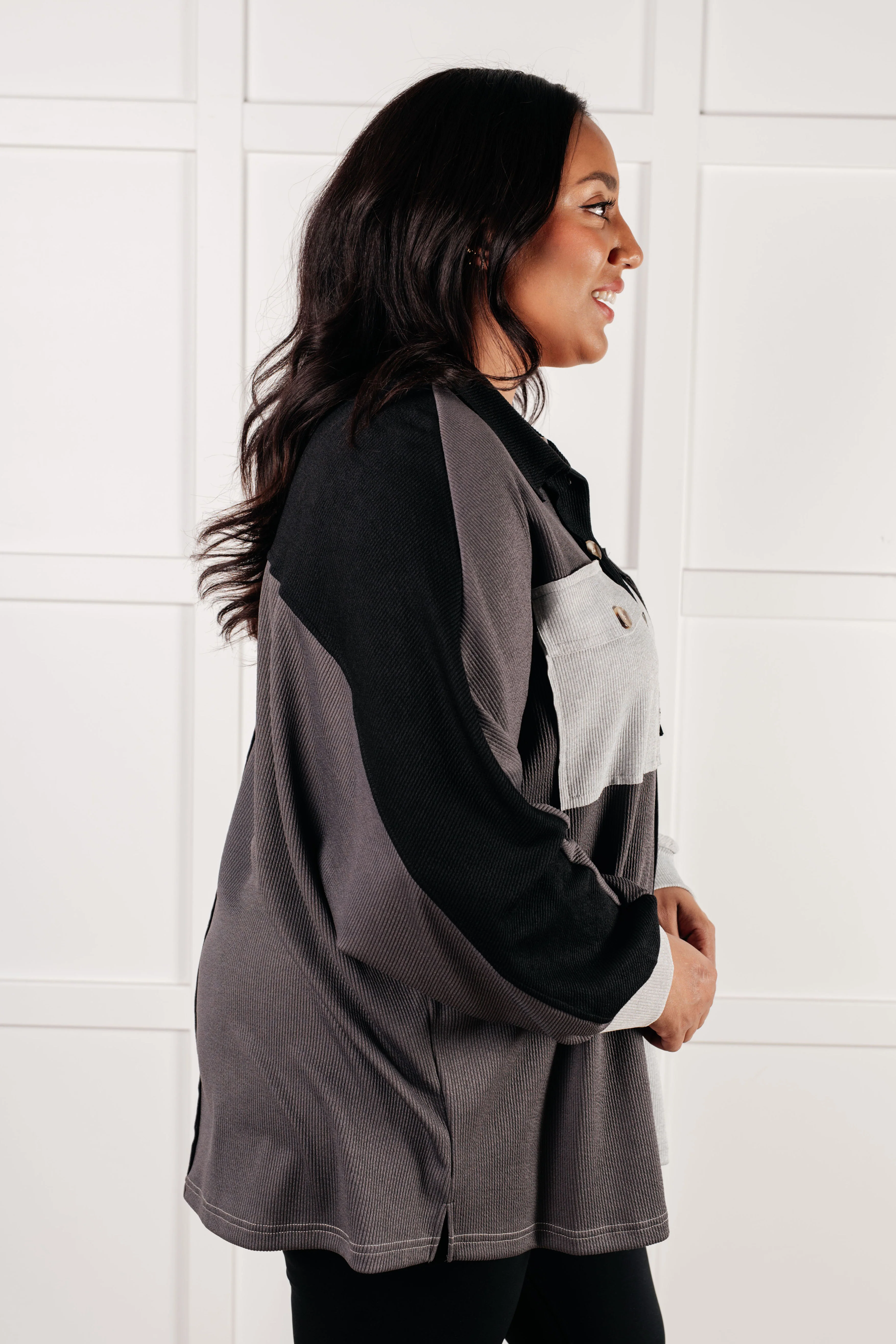 Chip Off the Old Colorblock V-Neck Henley in Grey - 1/16/2025 - Image 6