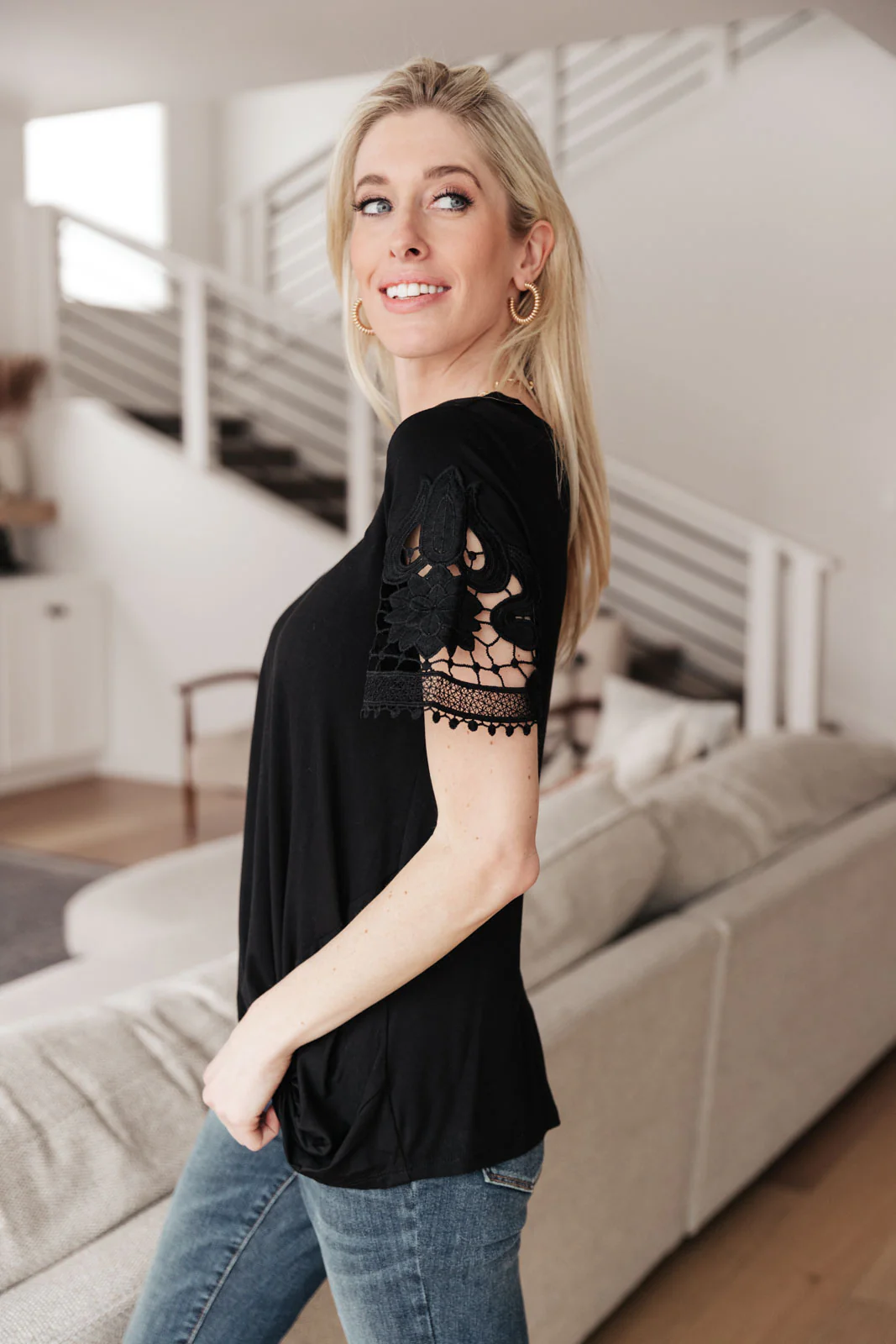 Chloe Lace Twist Top In Black - 2/3/2022
