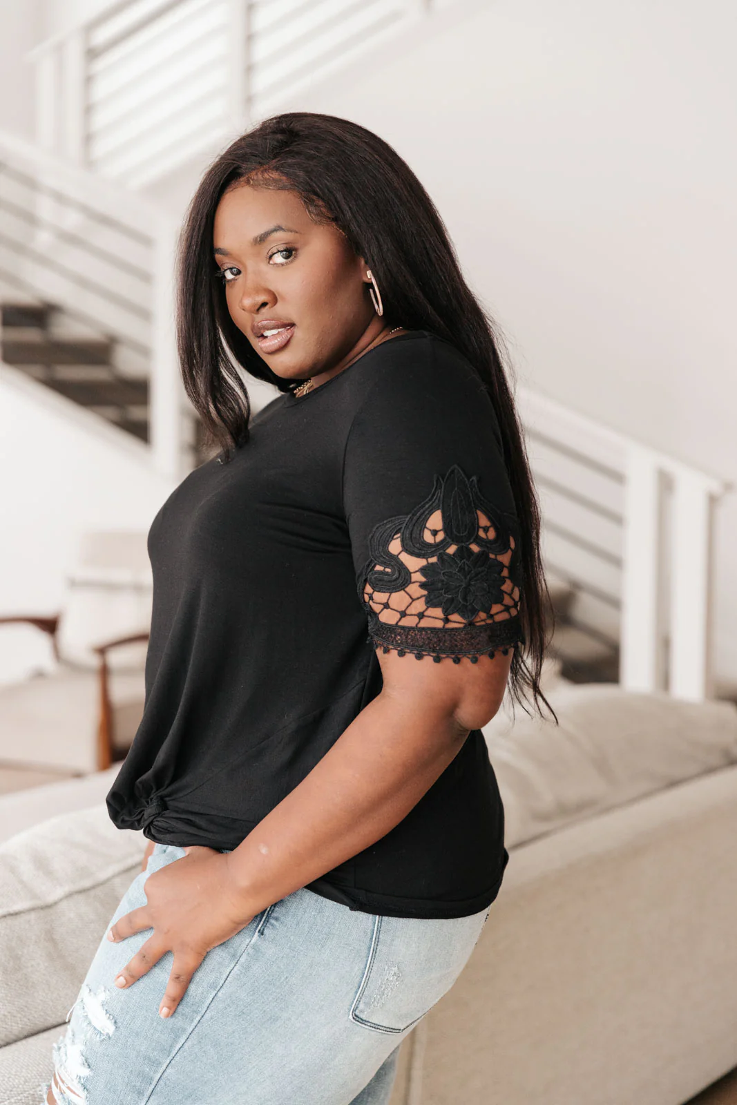 Chloe Lace Twist Top In Black - 2/3/2022 - Image 4