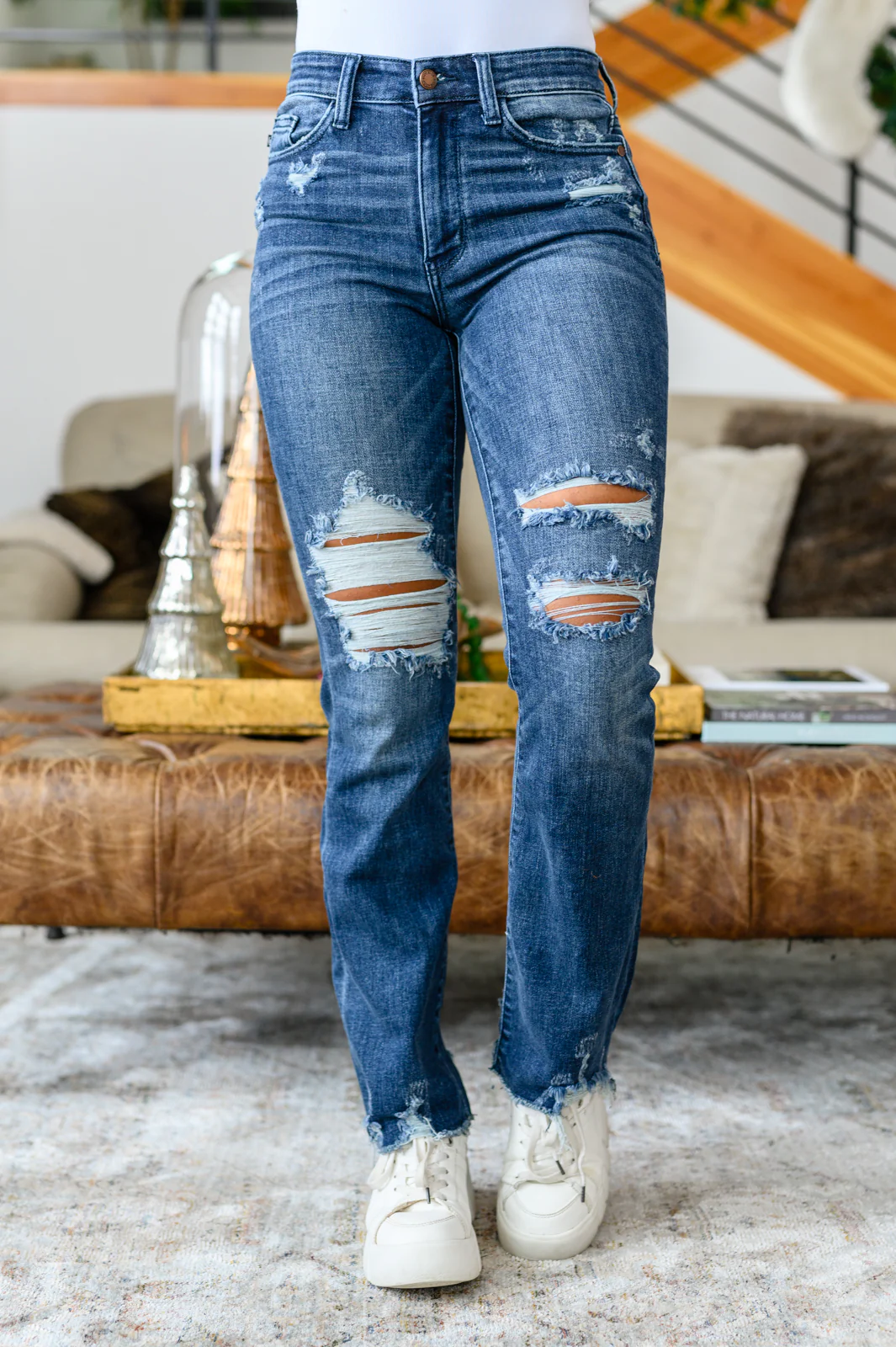 Christine High Contrast Slim Bootcut Destroyed Jeans - 1/3/2023 - Image 3