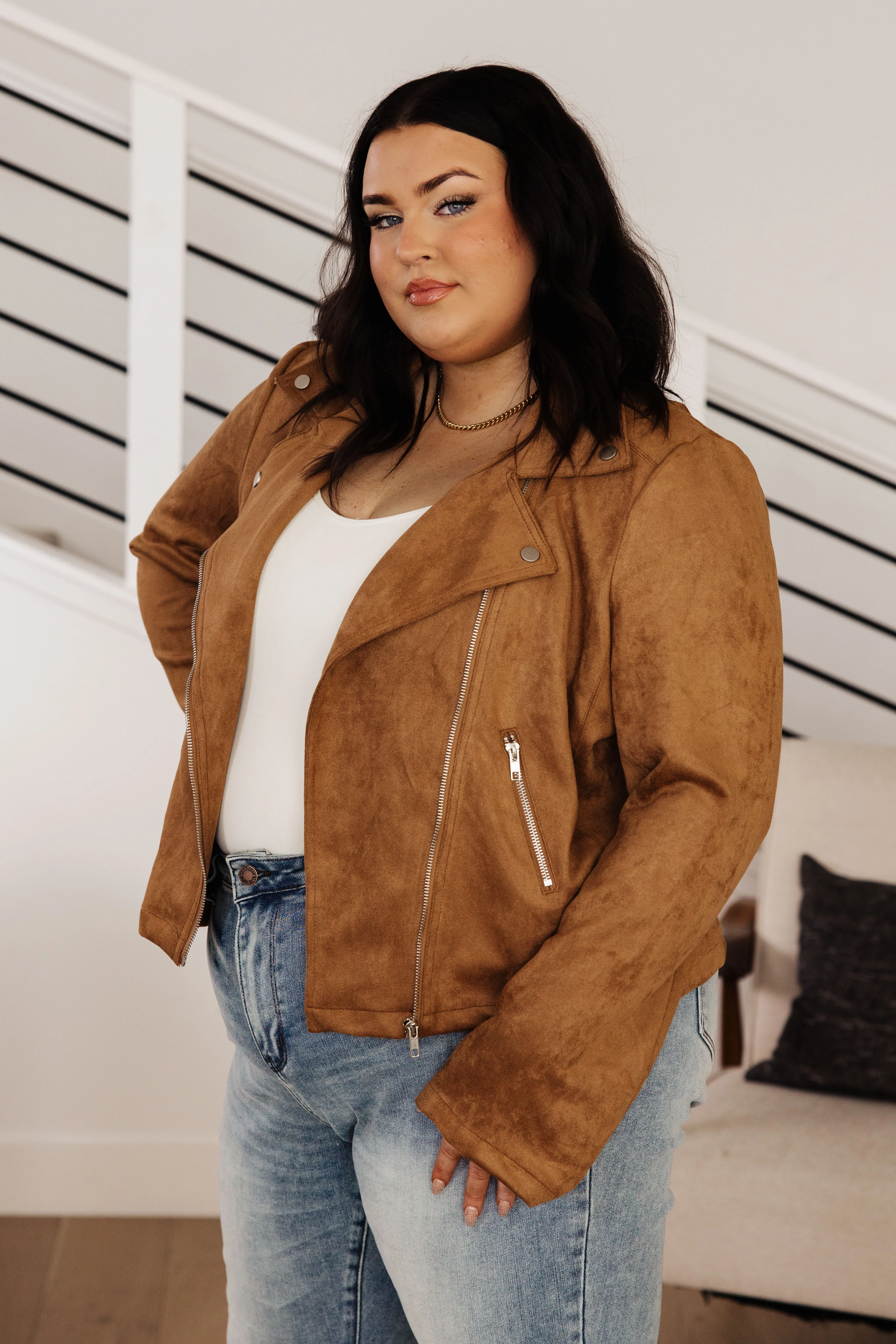Clara Faux Suede Moto Jacket in Camel - 10/10/2023 - Image 9