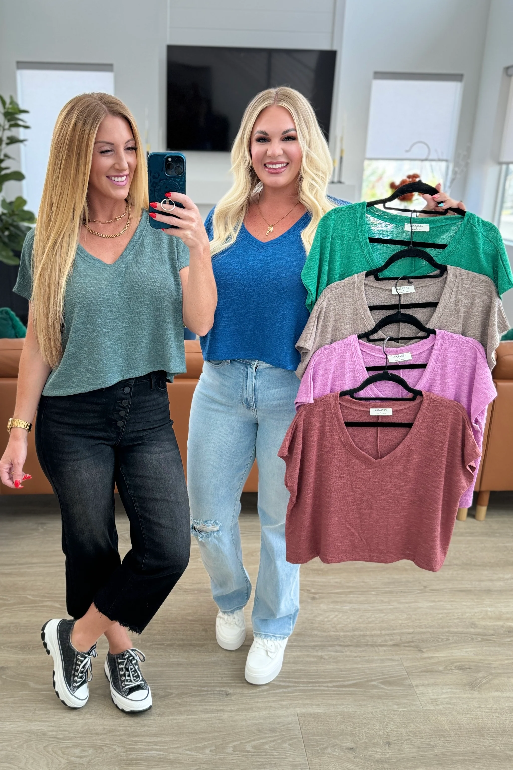 Classic Comfort V-Neck Top in Mocha - 6/19/2024 - Image 2