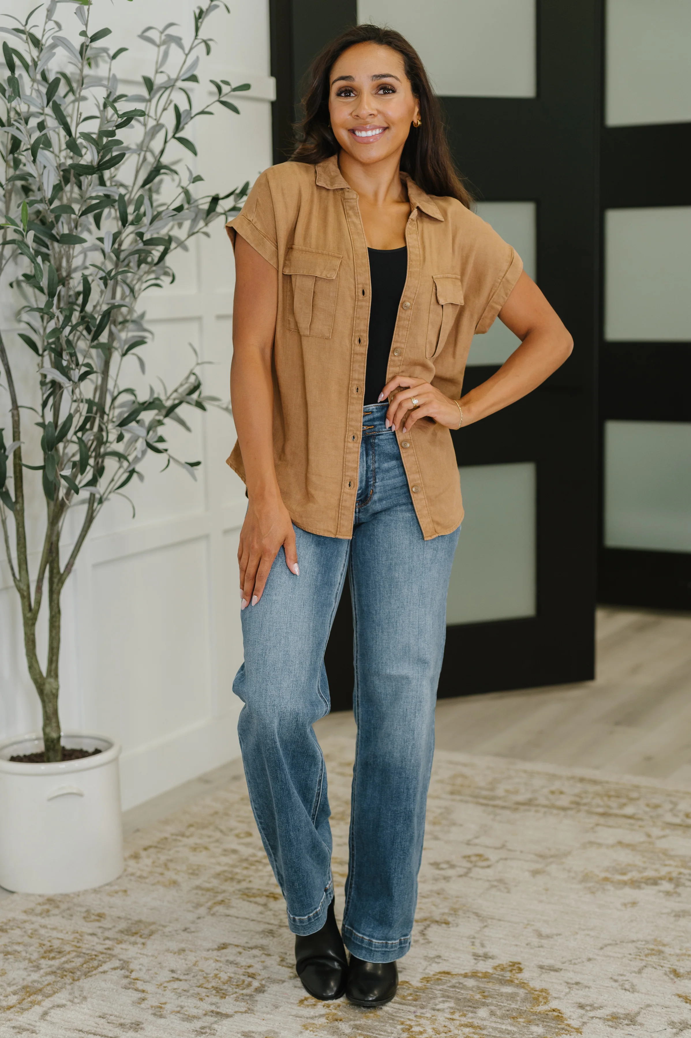 Cloud Nine to Five Button Down Blouse in Deep Camel - 9/19/2025 NEW - Image 4