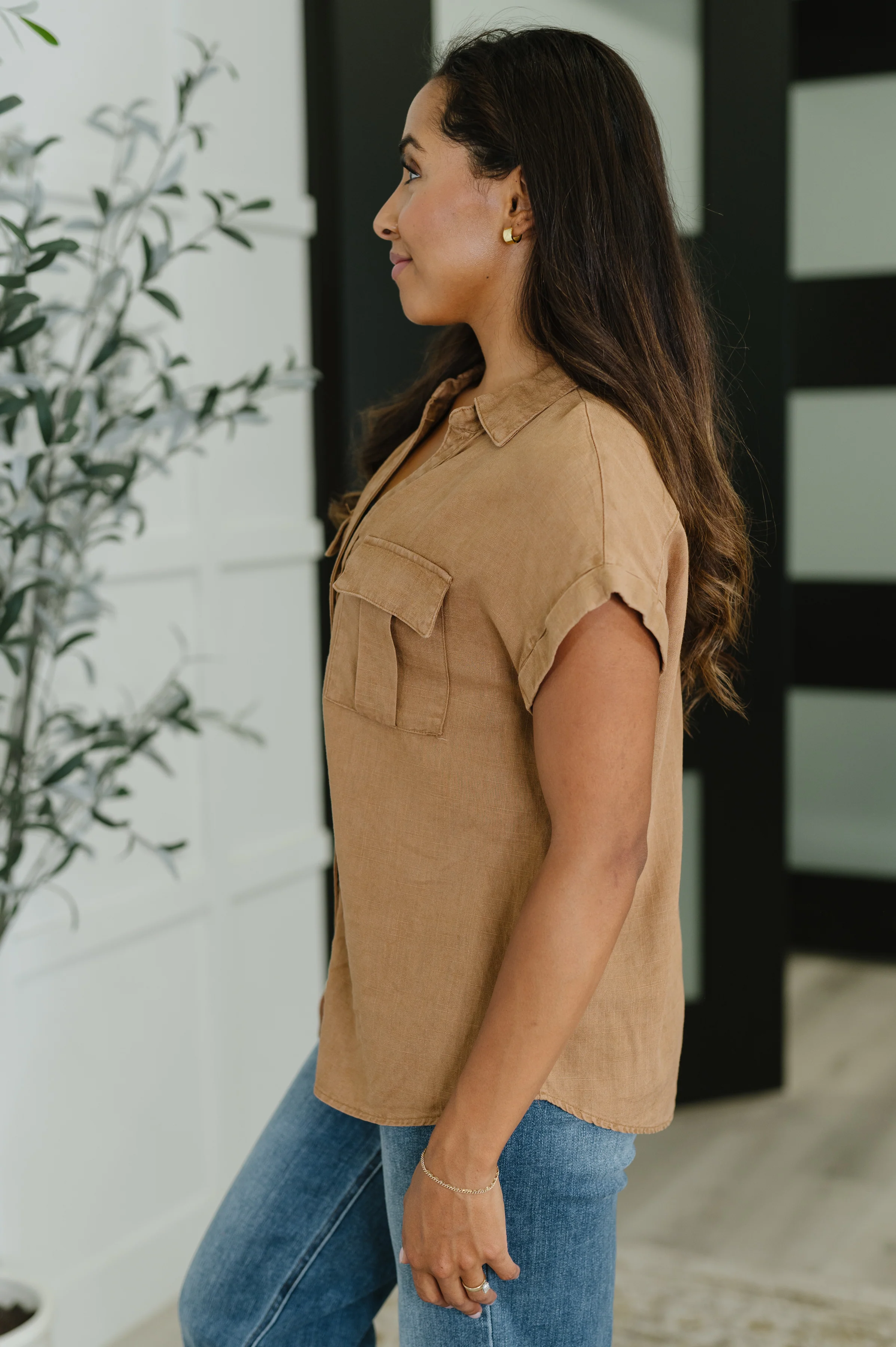 Cloud Nine to Five Button Down Blouse in Deep Camel - 9/19/2025 NEW - Image 5