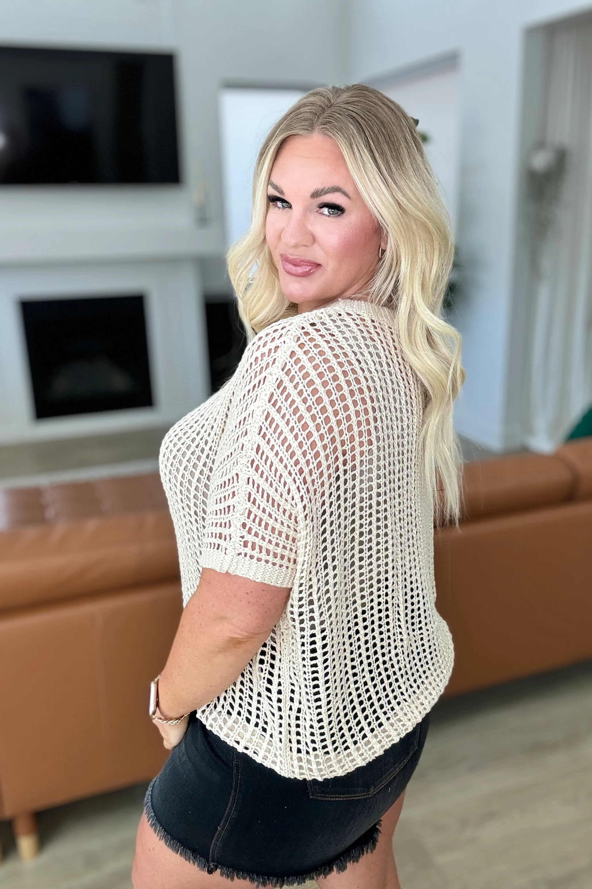 Coastal Dreams Fishnet Top in Cream - 5/1/2024 - Image 4