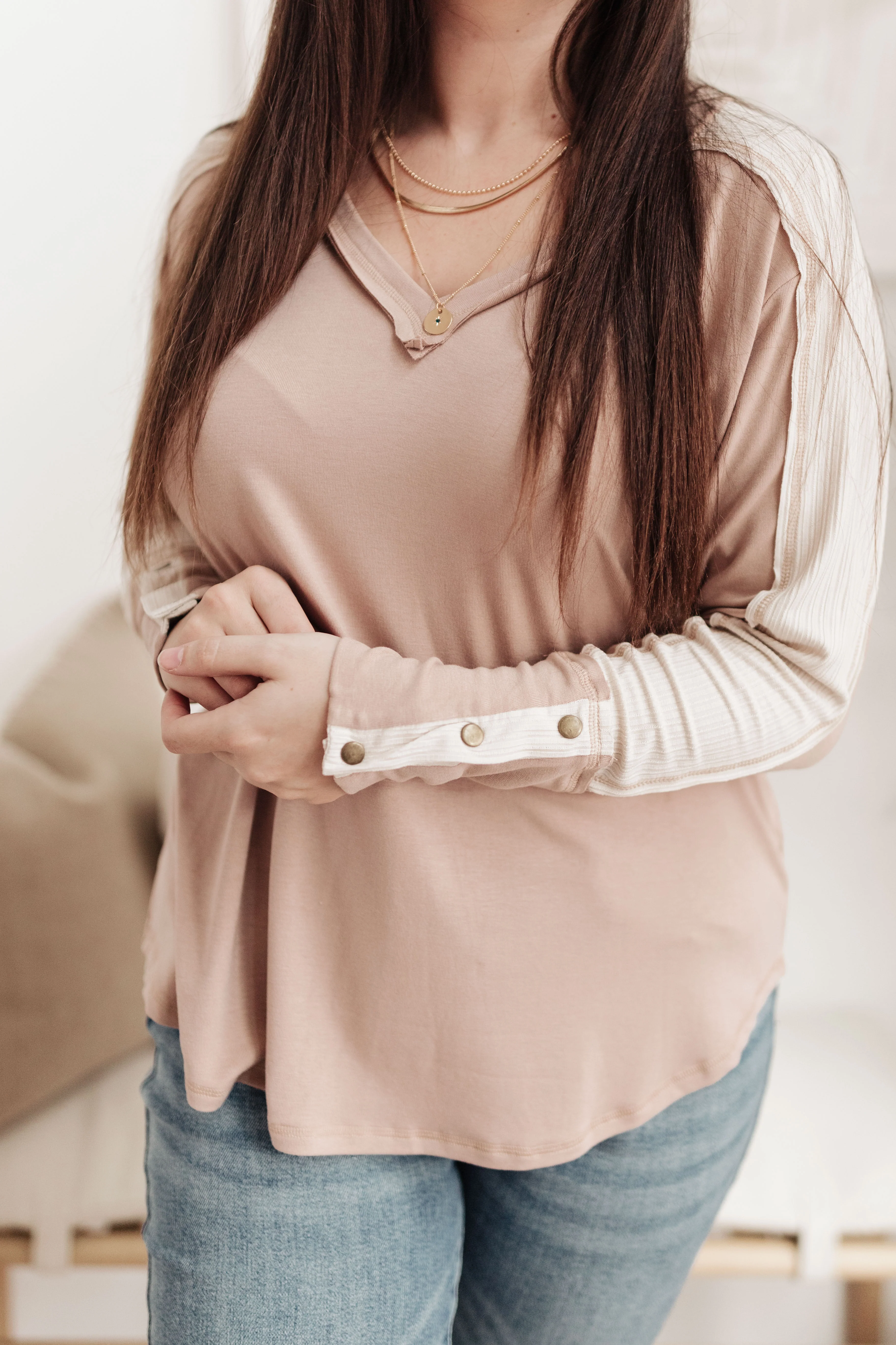 Coffee Date V Neck Top In Taupe - 1/4/2022 - Image 14