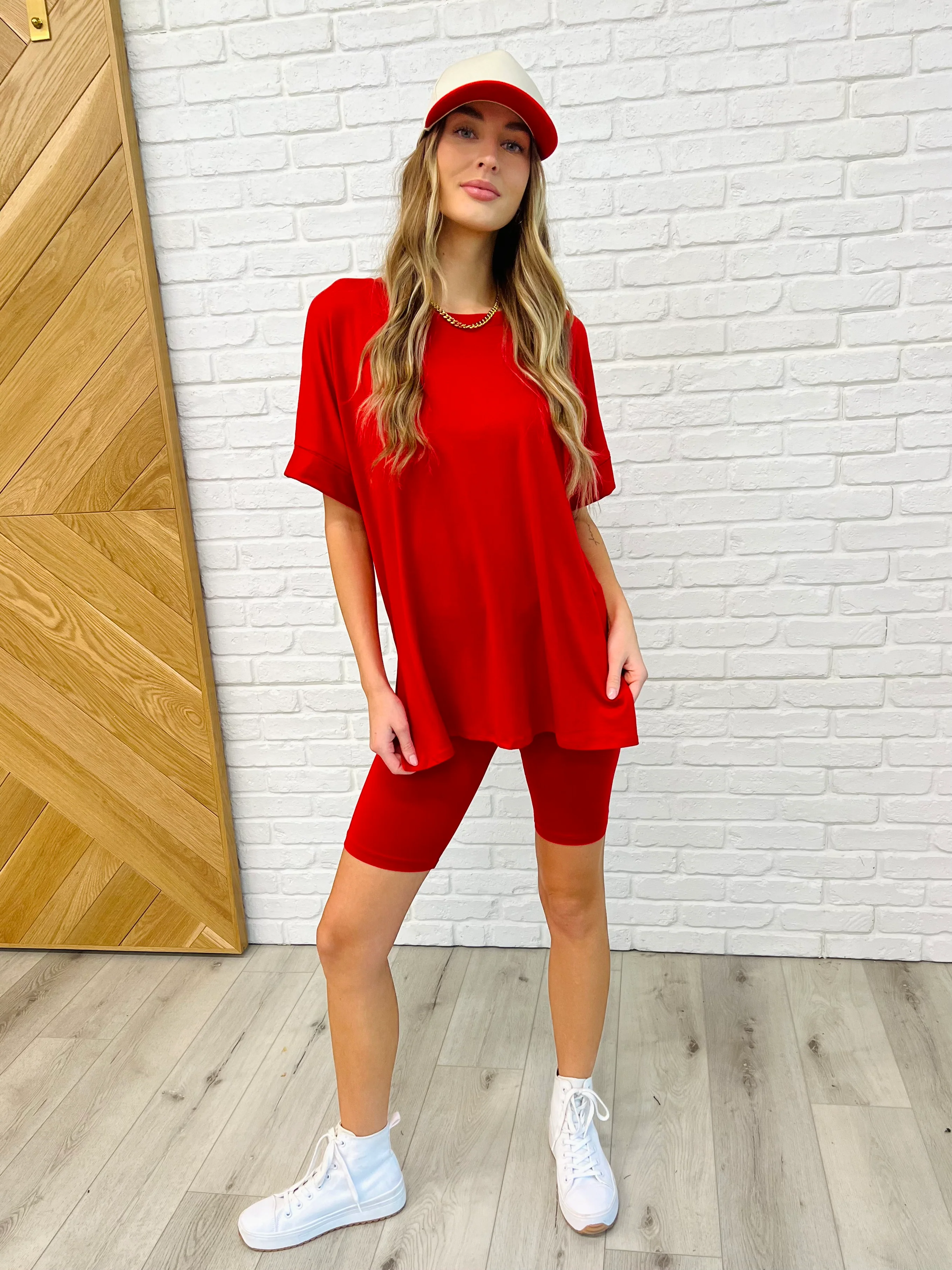 Comfy Cruising Top and Biker Shorts Set in Ruby - 3/5/2025 - Image 3