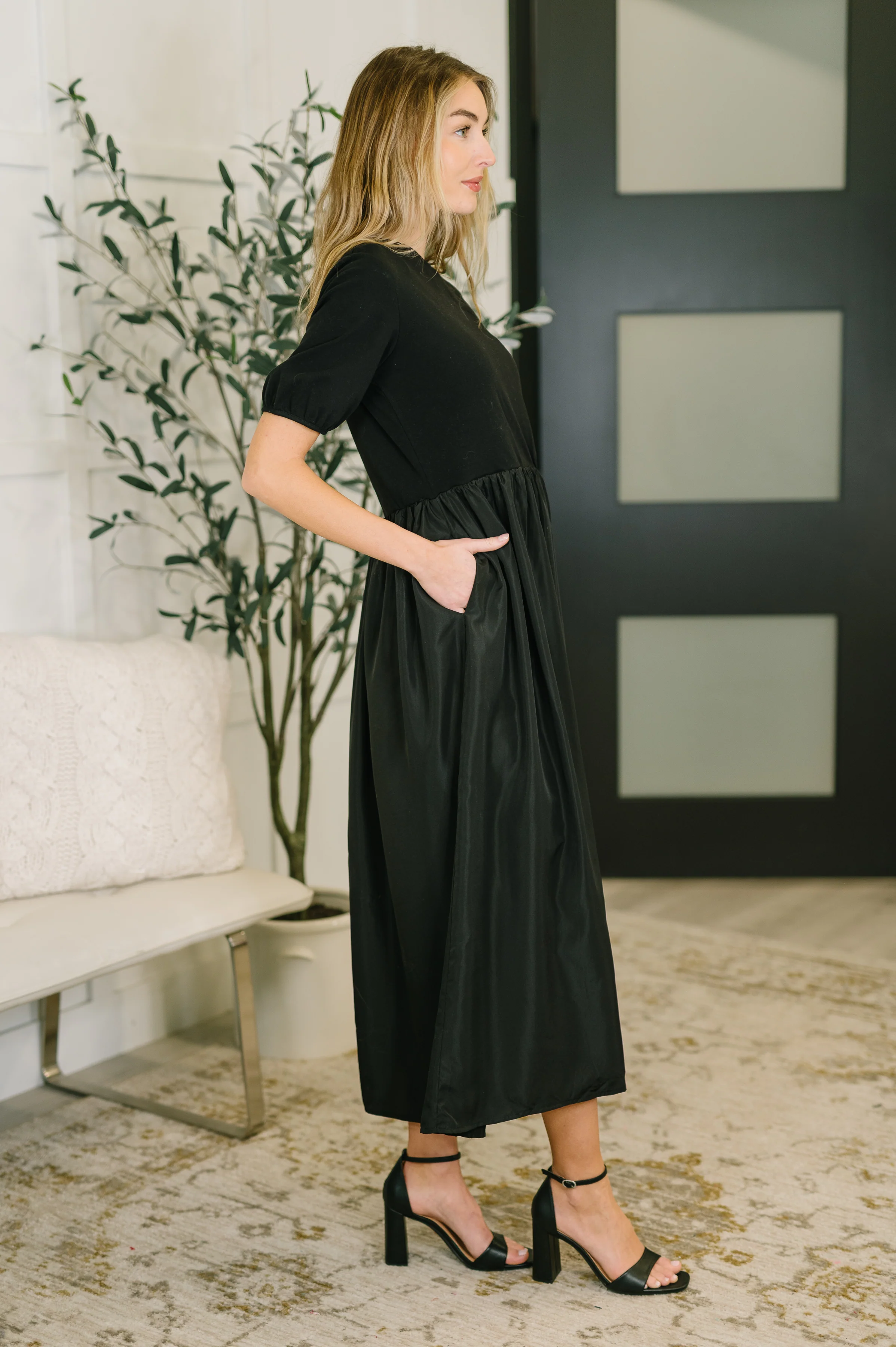 Contrast Charm Midi Black Dress - 2/20/2026 NEW - Image 3