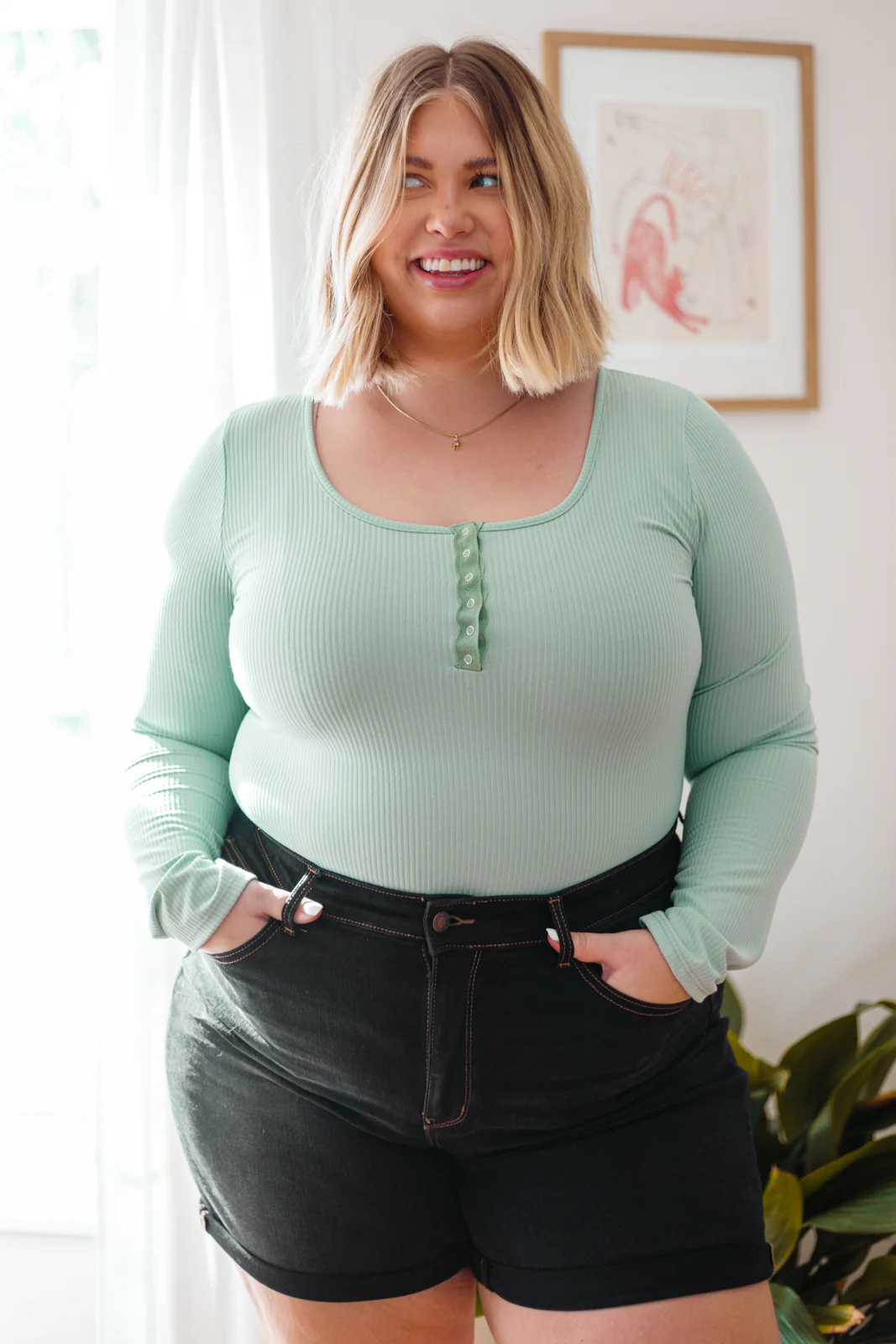 Count On Me Ribbed Bodysuit in Sage - 1/26/2023 - Image 2