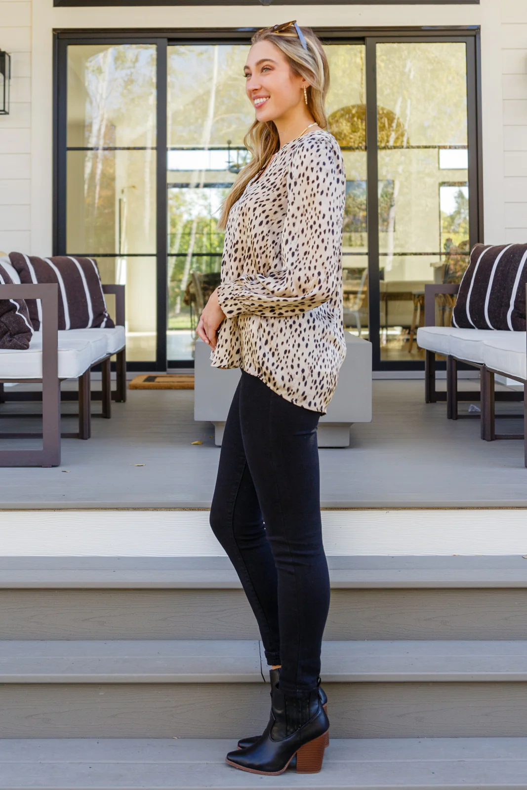 Countless Memories Split Neckline Dot Print Top - 11/10/2022 - Image 2