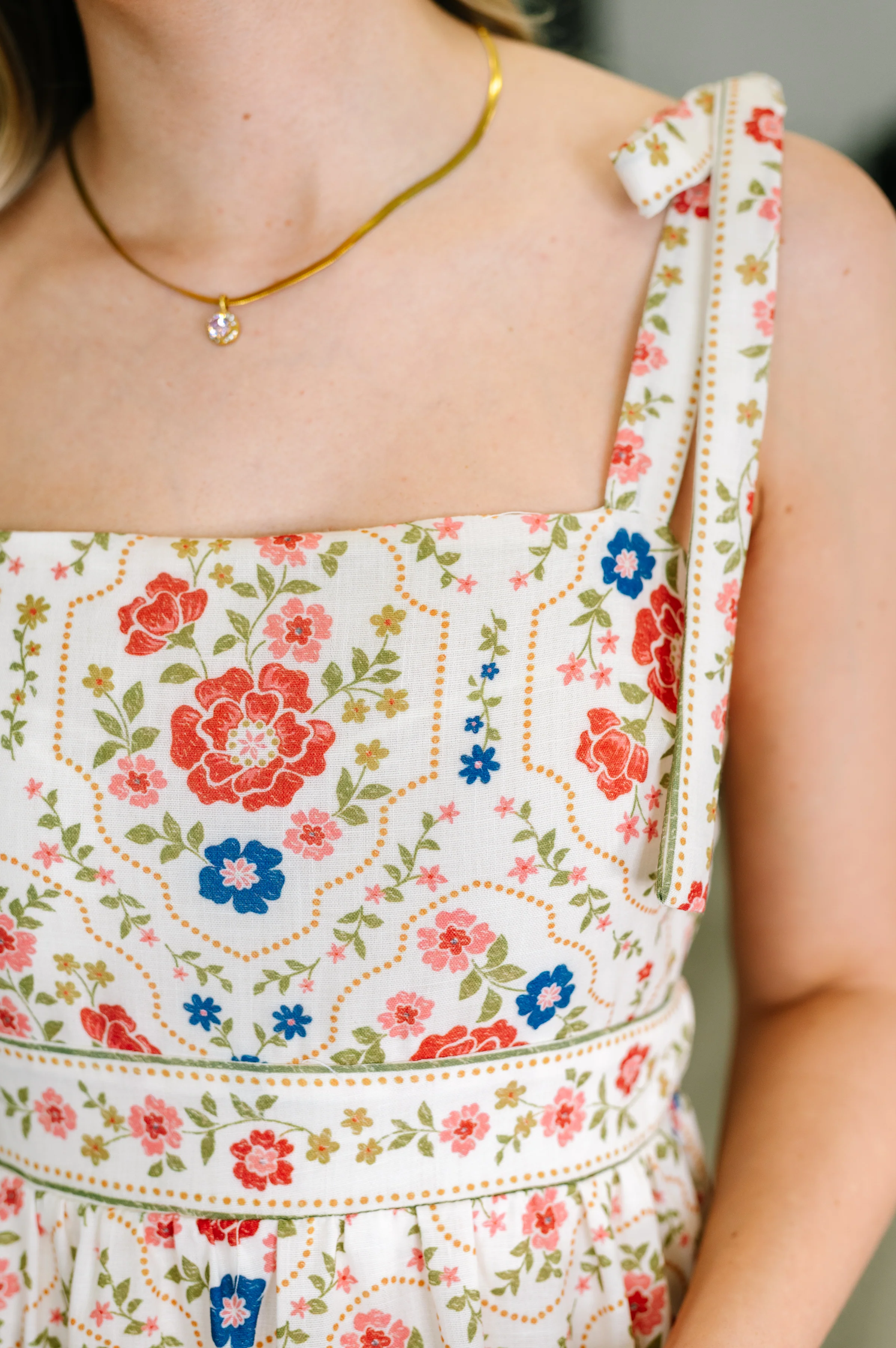 Country Crush Adjustable Strap Dress in Cream and Red - 7/18/2025 - Image 2
