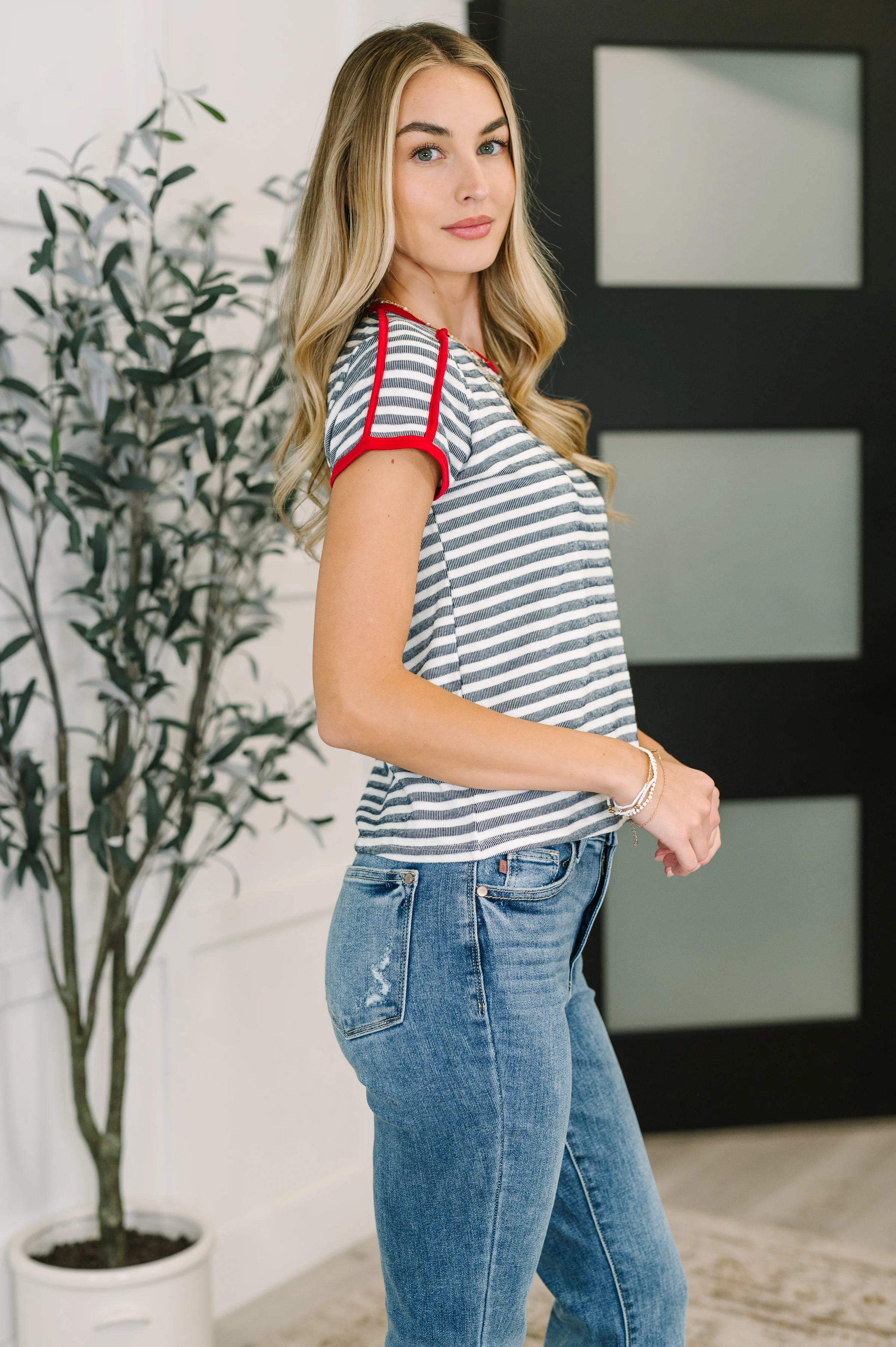 Country Stripe Casual Tee in Navy White - 5/21/2026 - Image 3