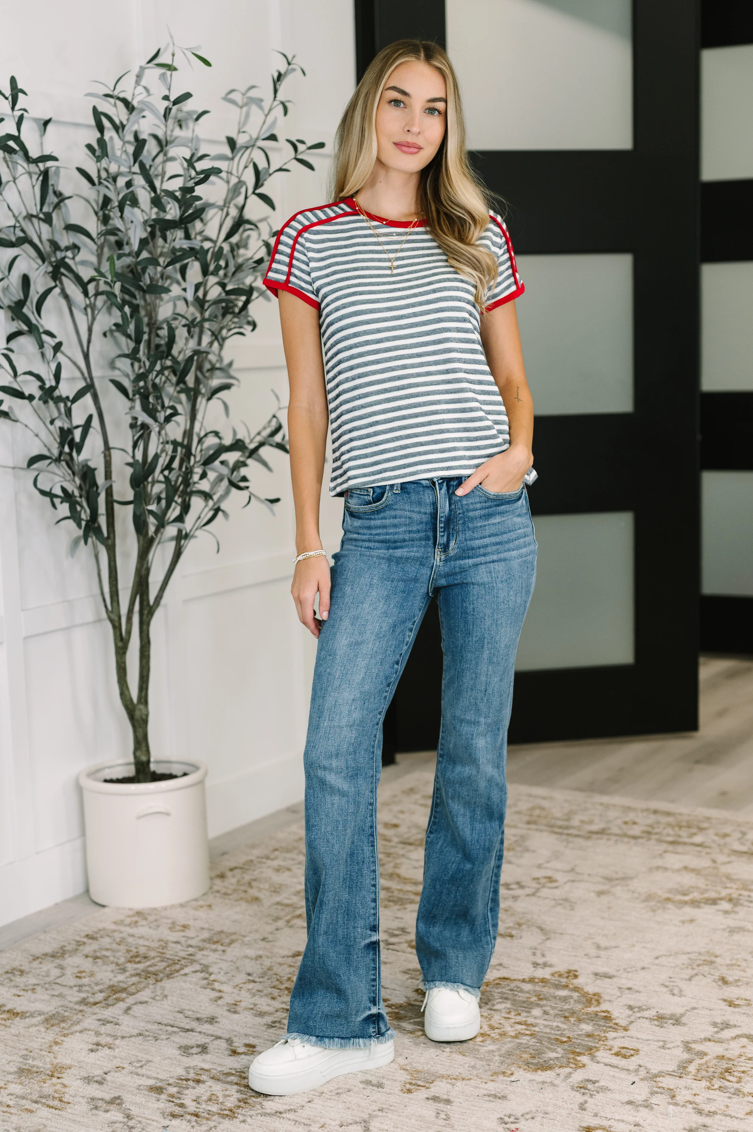 Country Stripe Casual Tee in Navy White - 5/21/2026 - Image 4