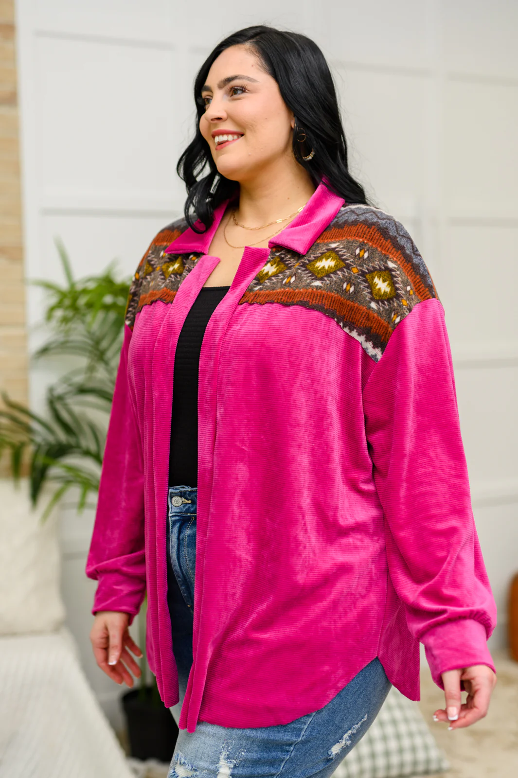 Cozy Cabin Days Sweater in Magenta - 1/10/23 - Image 4