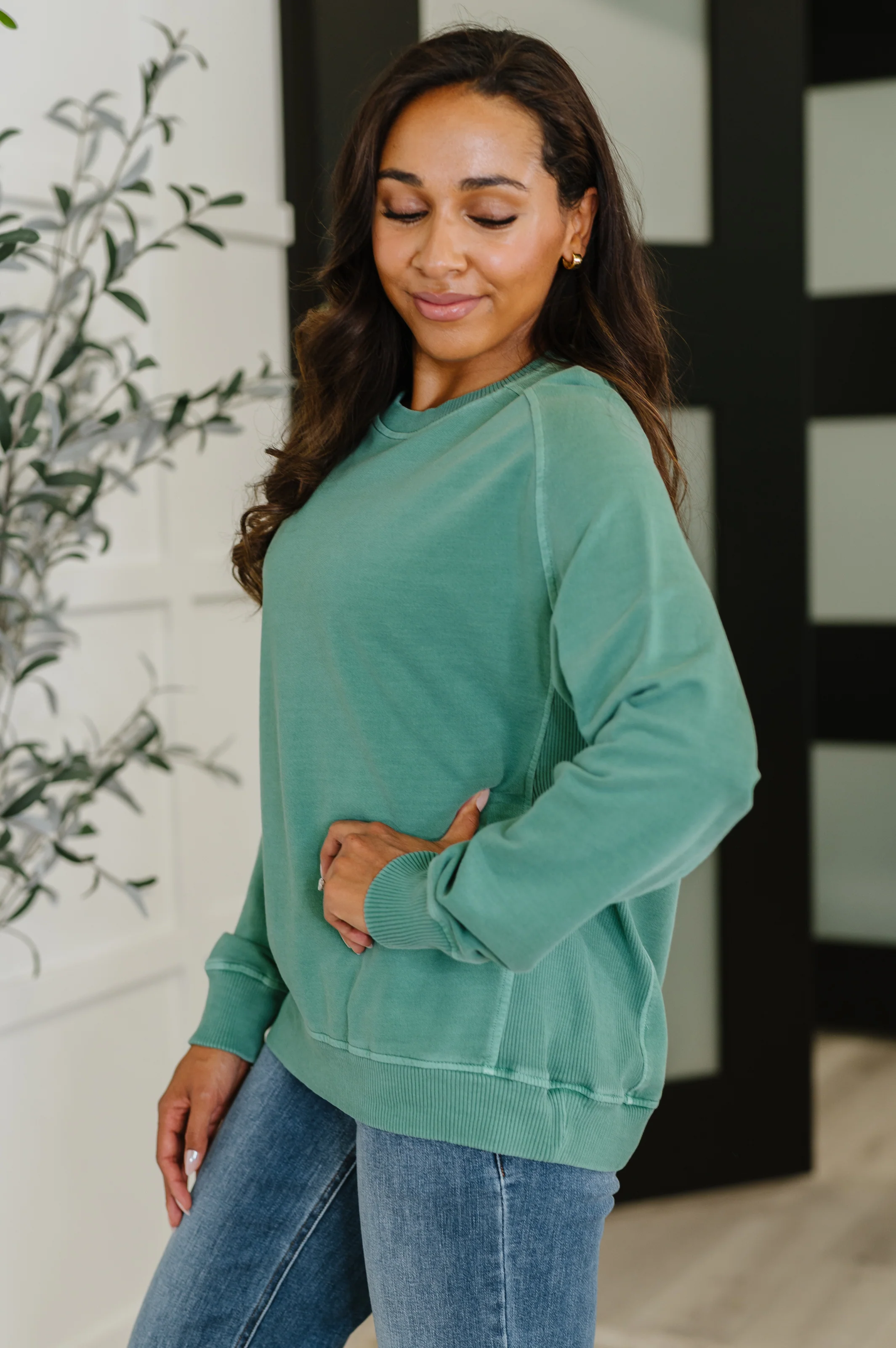 Daily Ease Mineral Wash Pullover in Dark Green - 9/10/2025 - Image 4