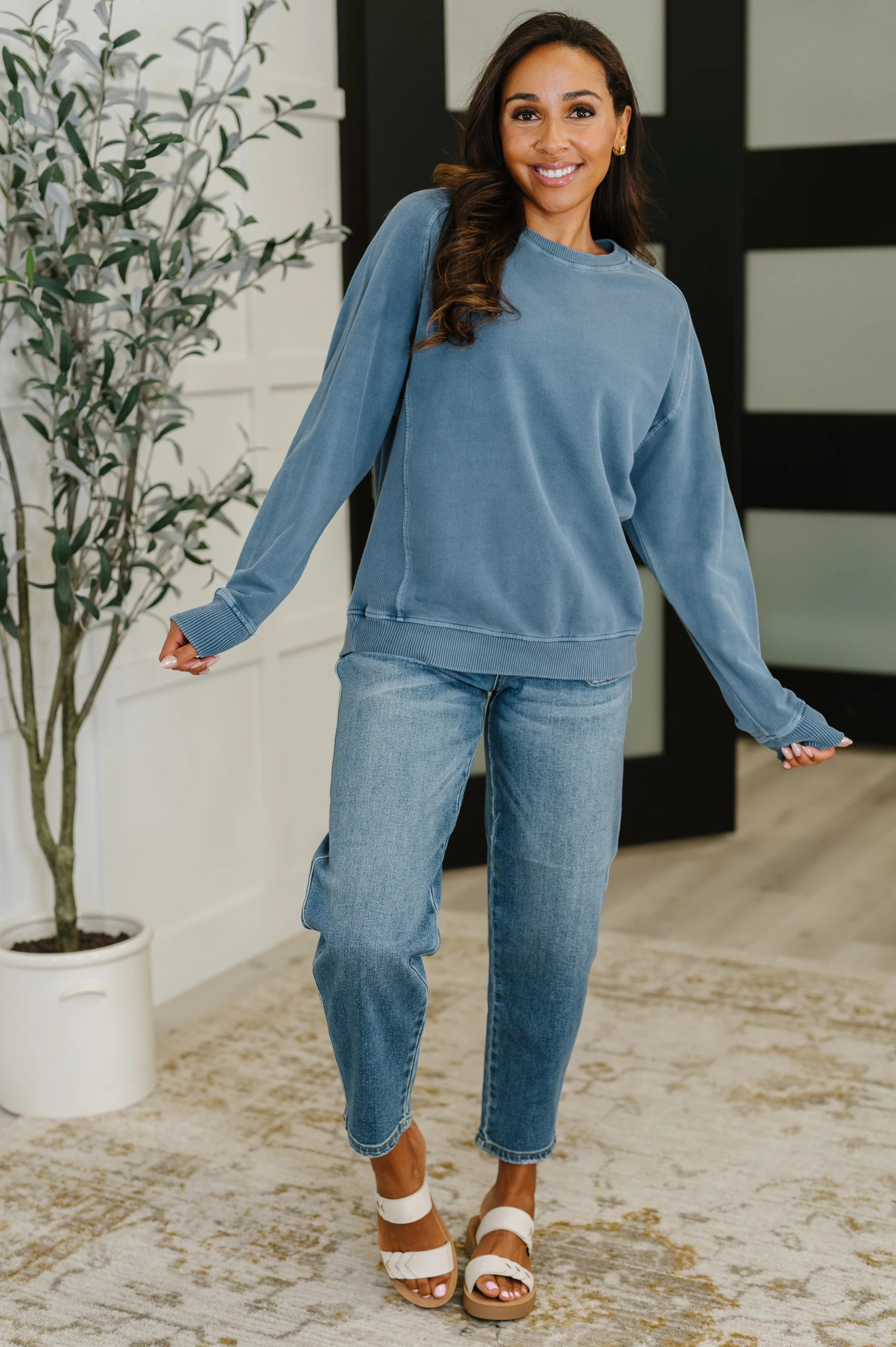 Daily Ease Mineral Wash Pullover in Dusty Blue - 9/10/2025 - Image 3