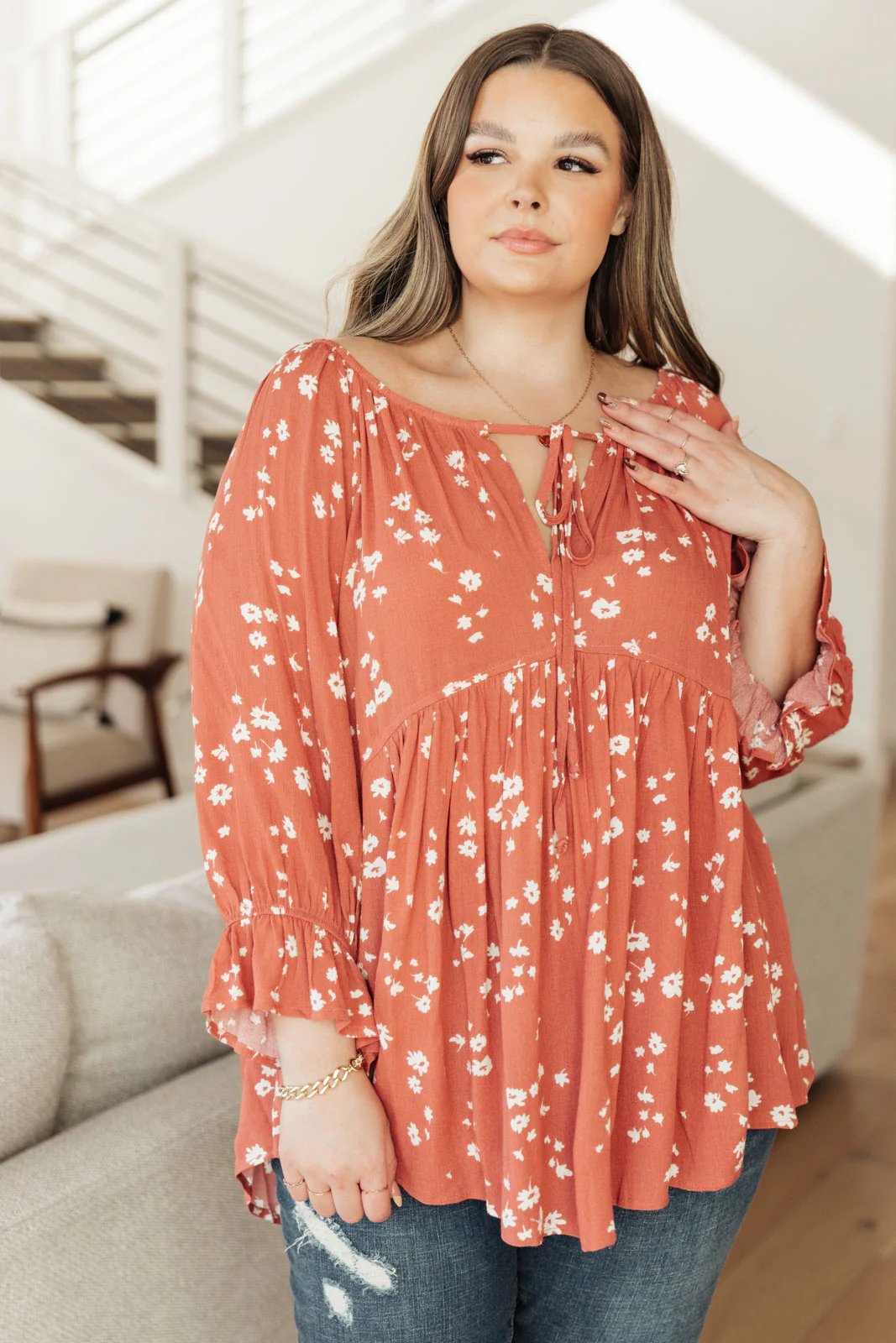 Daisy Flow Blouse In Rust - 11/29/2021 - Image 8