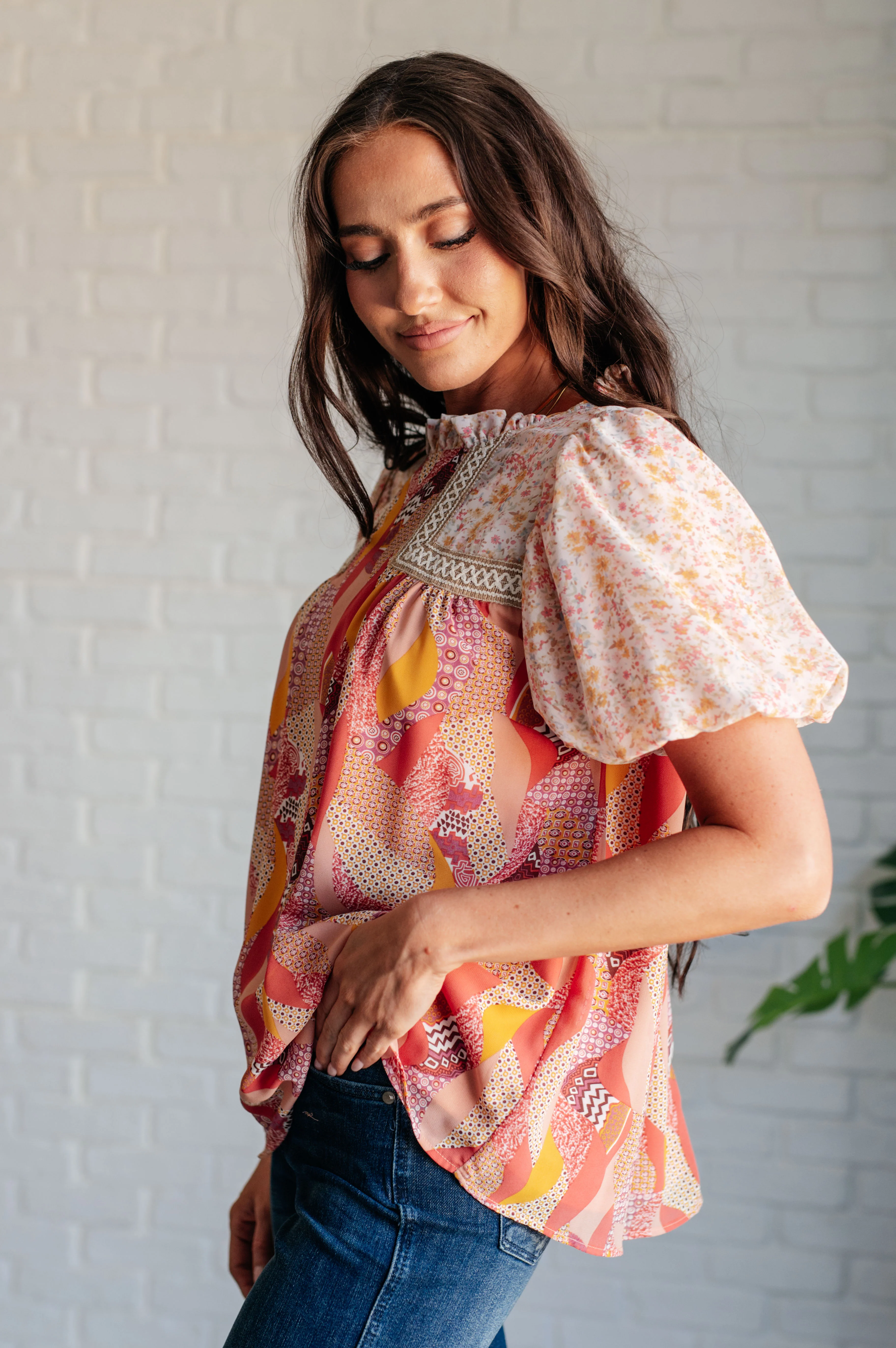 Day Dreamer Mixed Floral Top in Mauve - 7/25/2024 - Image 4