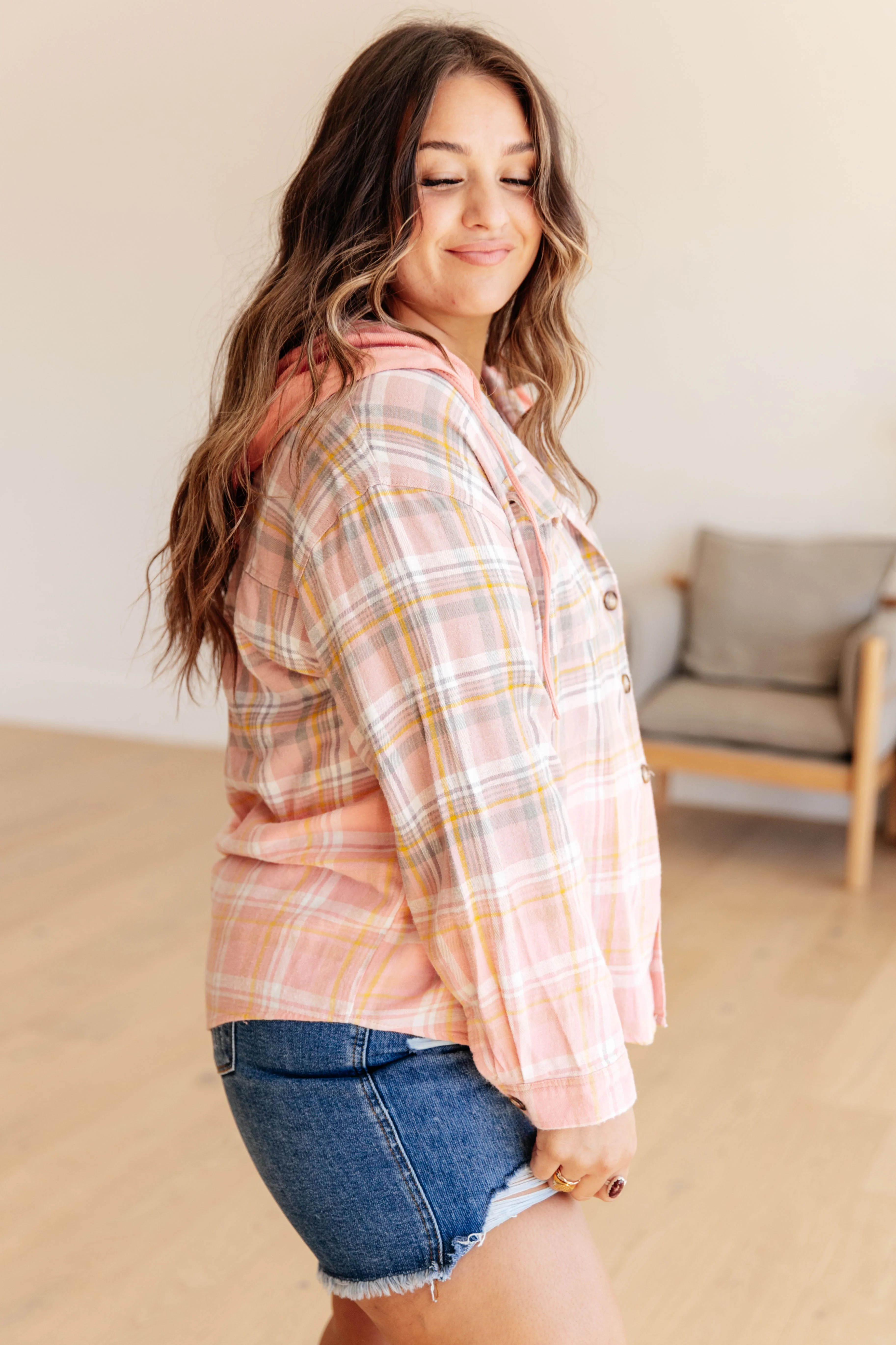 Daylight Dip Dye Plaid Hooded Shacket - 3/14/2024 - Image 6