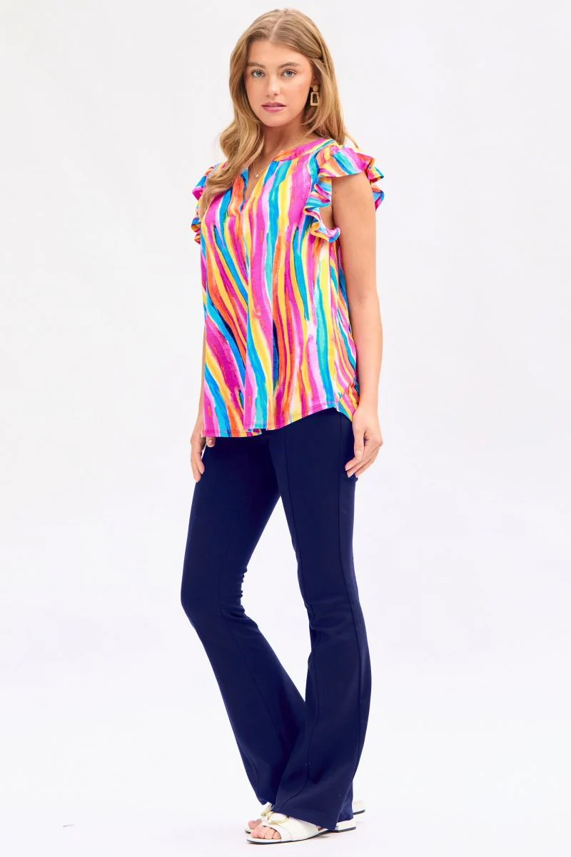 Dear Scarlett Lizzy Flutter Sleeve Top in Multi - Summer 25 Capsule - Image 2