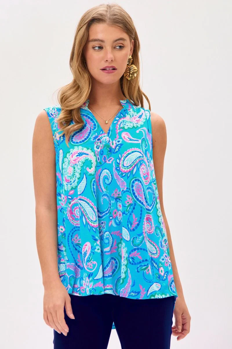 Dear Scarlett Lizzy Tank Top in Paisley Aqua - Summer 25 Capsule - Image 2
