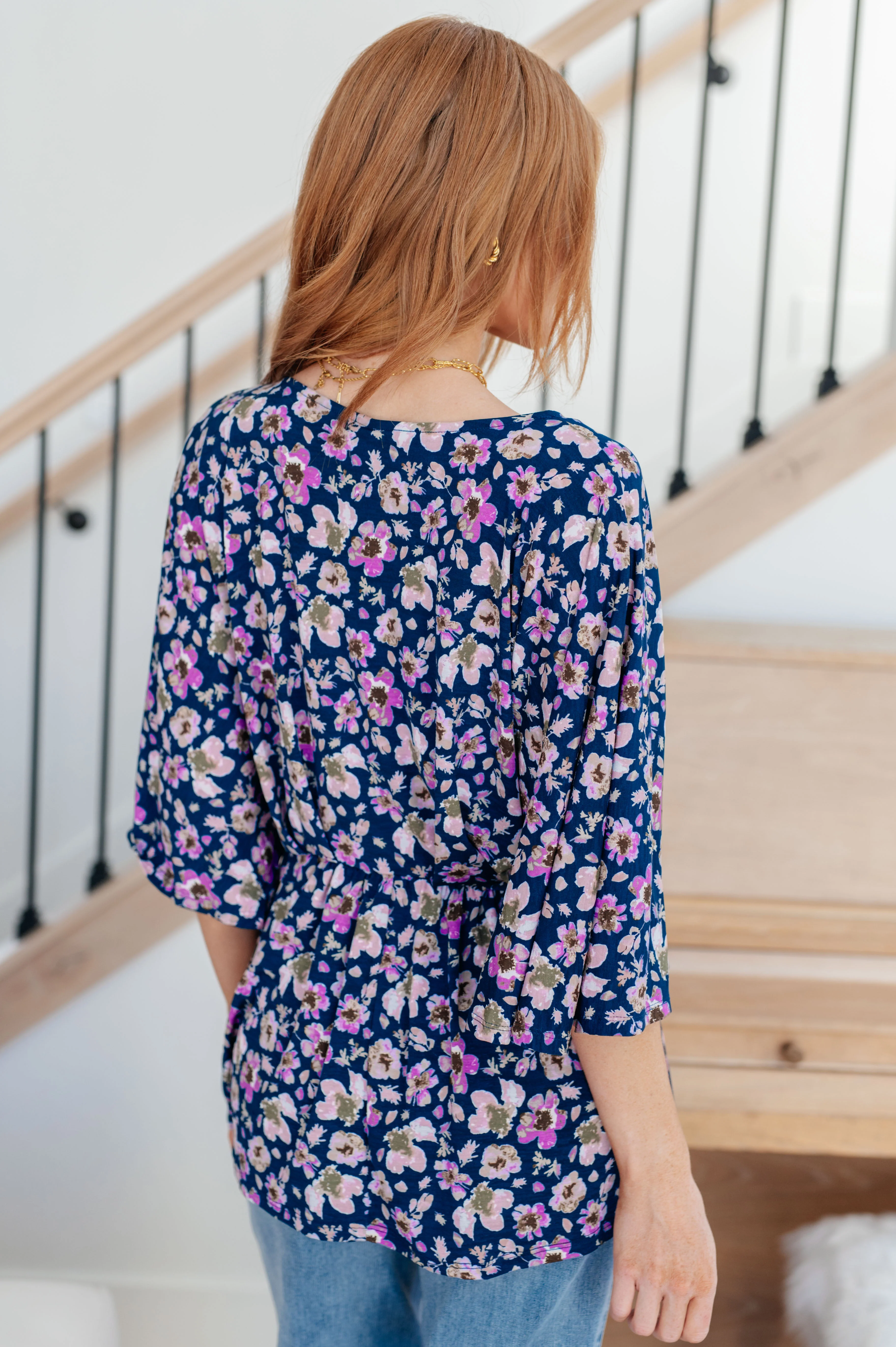 Dearest Dreamer Peplum Top in Navy Floral - 12/1/2023 - Image 8