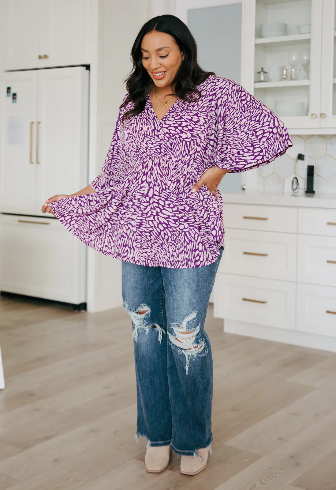 Dearest Dreamer Peplum Top in Painted Purple - 2/9/2024 - Image 3