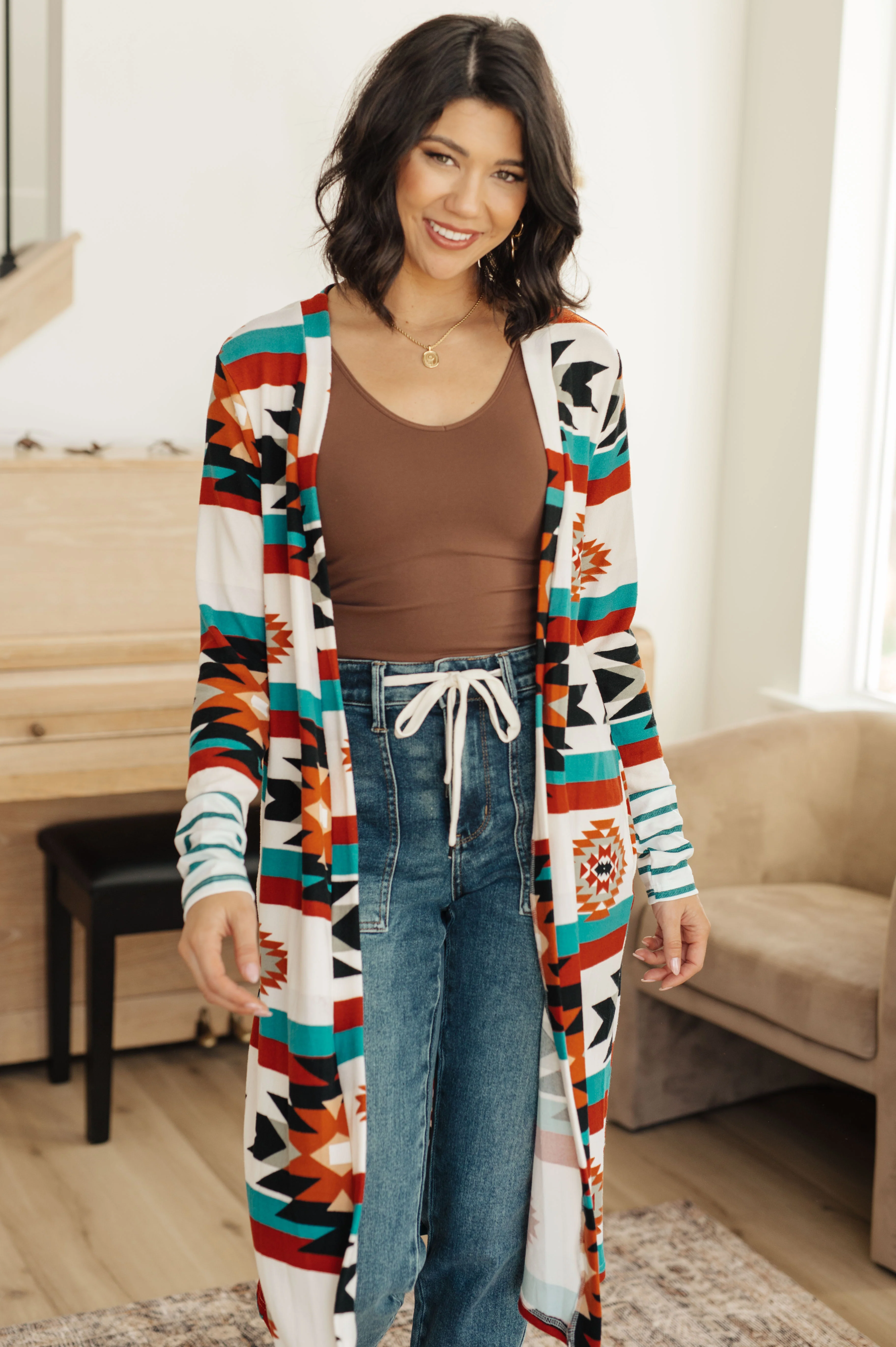 Desert Winter Aztec Print Long Cardigan - 11/24/2023 - Image 4