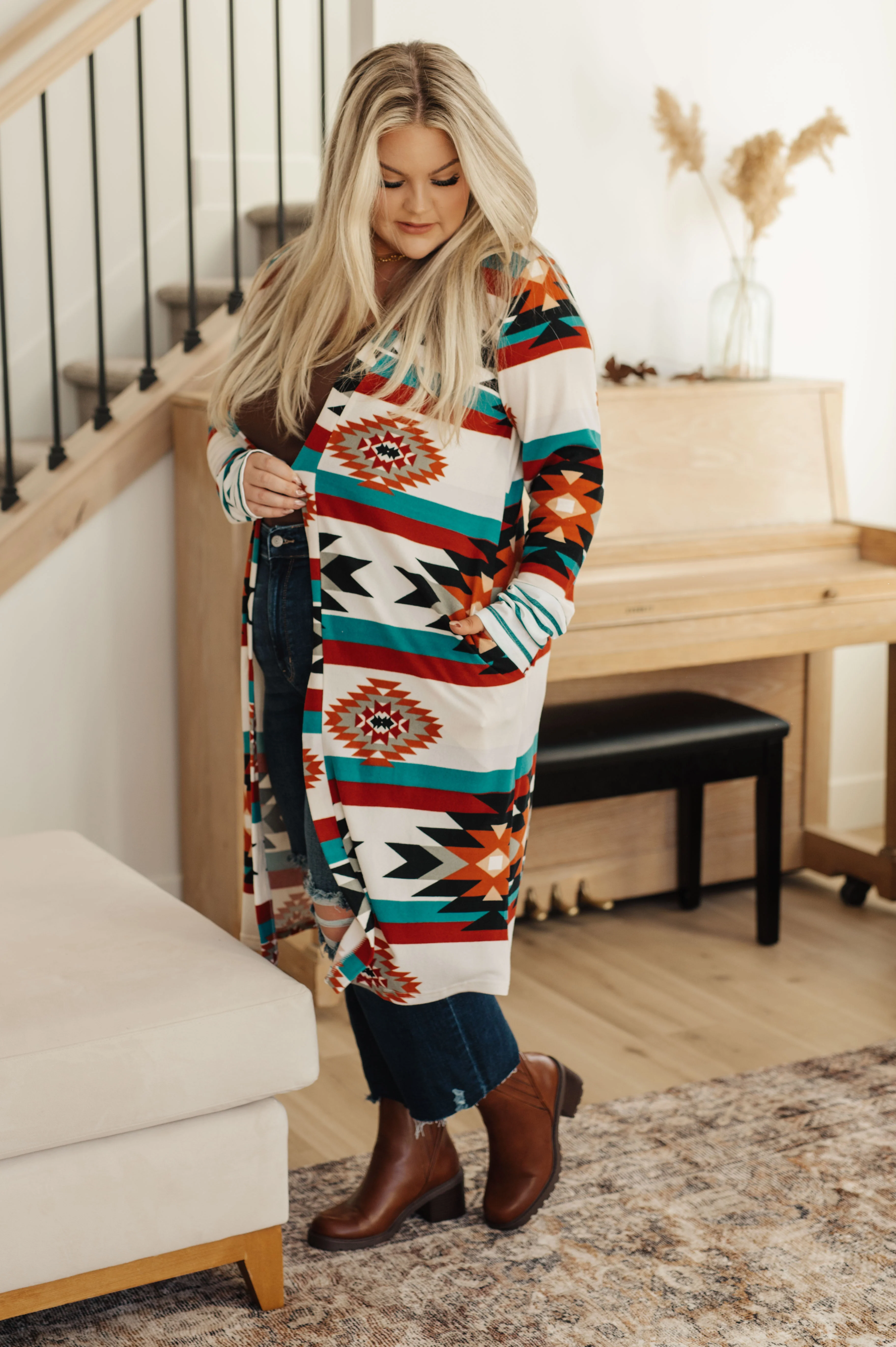 Desert Winter Aztec Print Long Cardigan - 11/24/2023 - Image 5