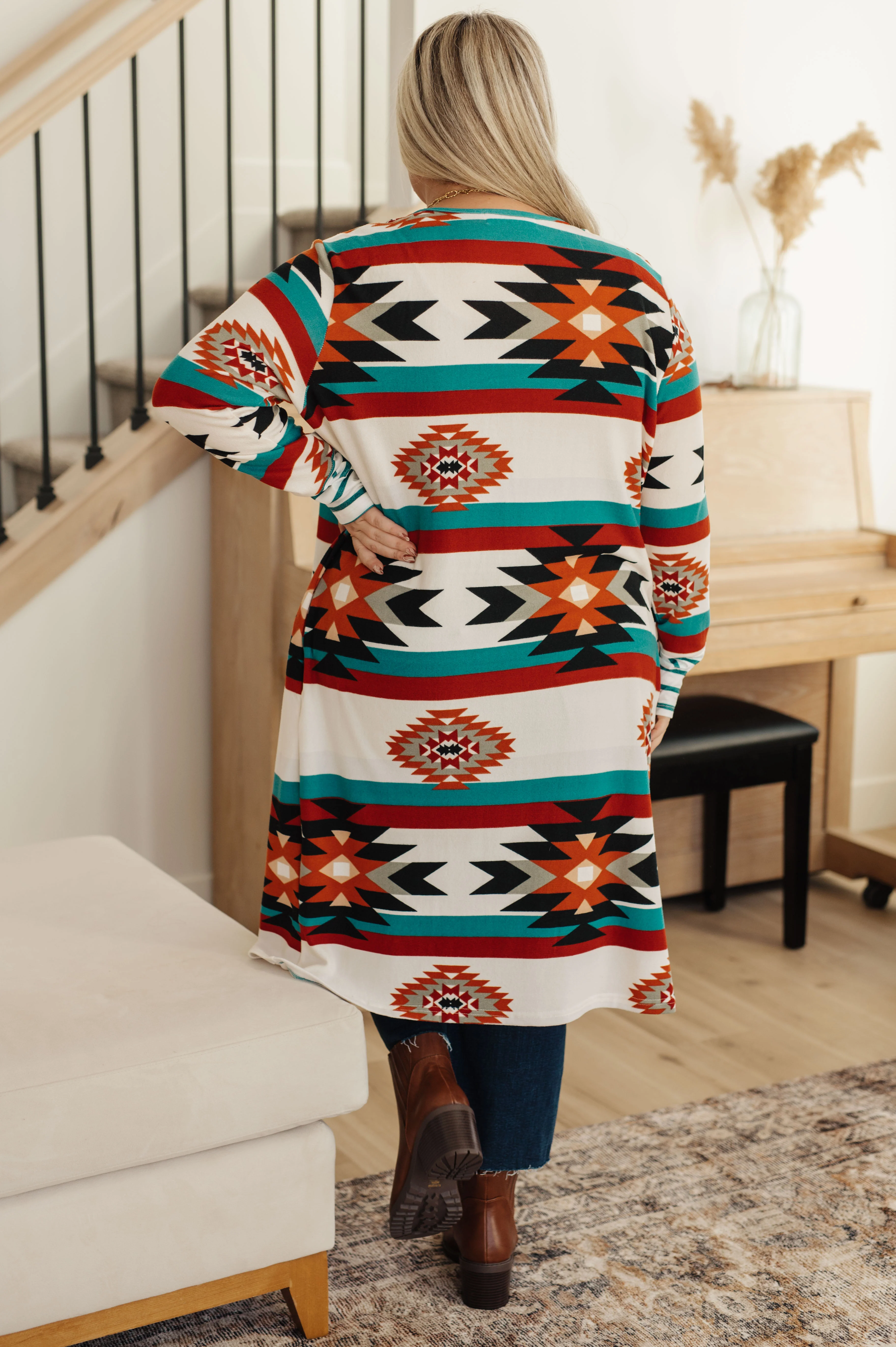 Desert Winter Aztec Print Long Cardigan - 11/24/2023 - Image 7