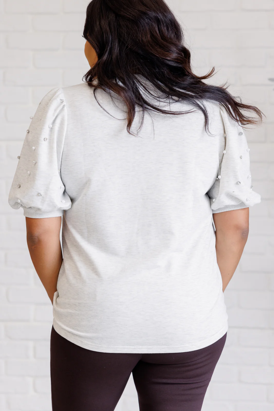 Diamonds and Pearls Puff Sleeve Top in Light Grey - 11/19/2024 - Image 7