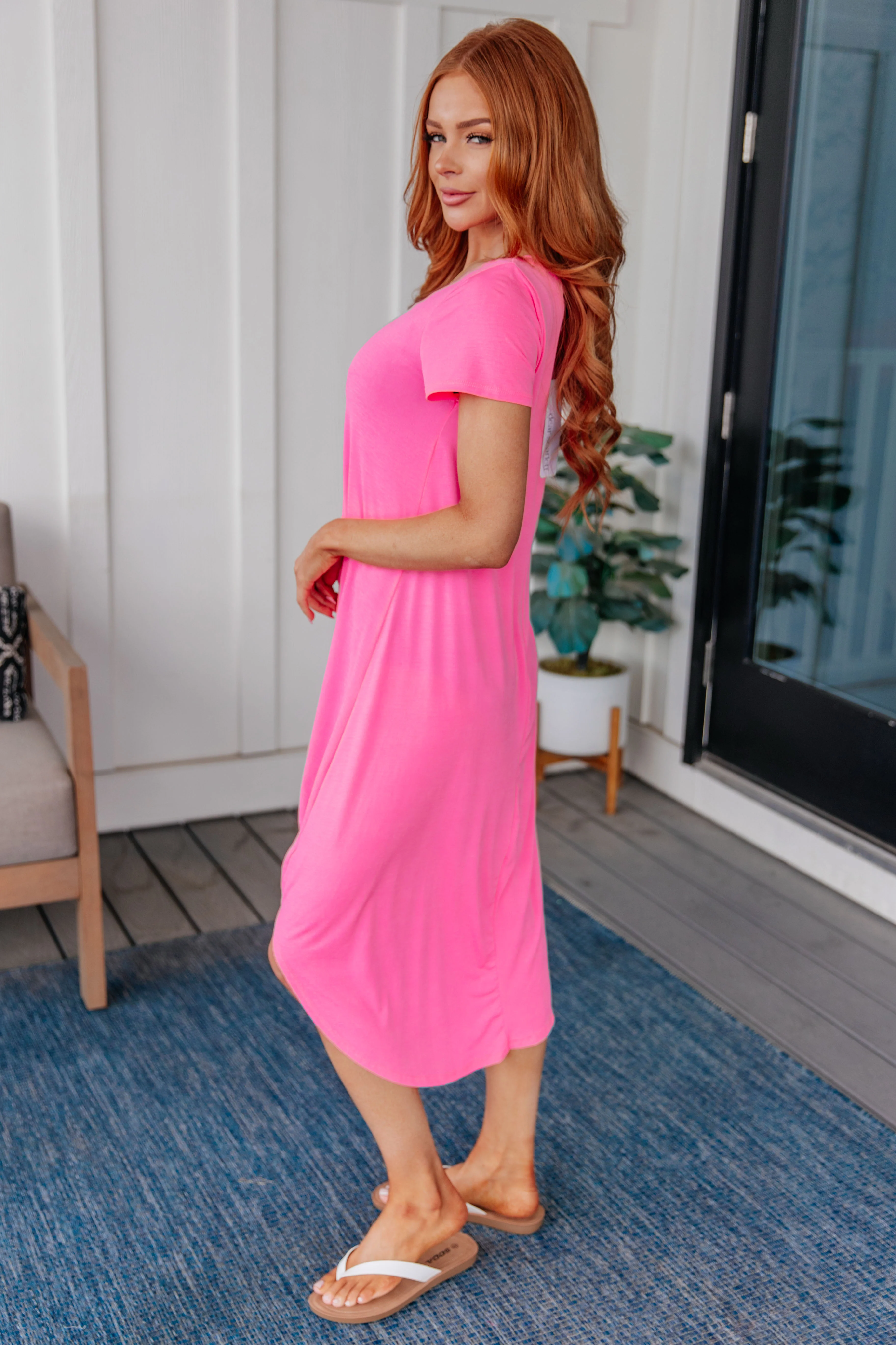 Dolman Sleeve Maxi Dress in Neon Pink - 3/26/2024 - Image 3