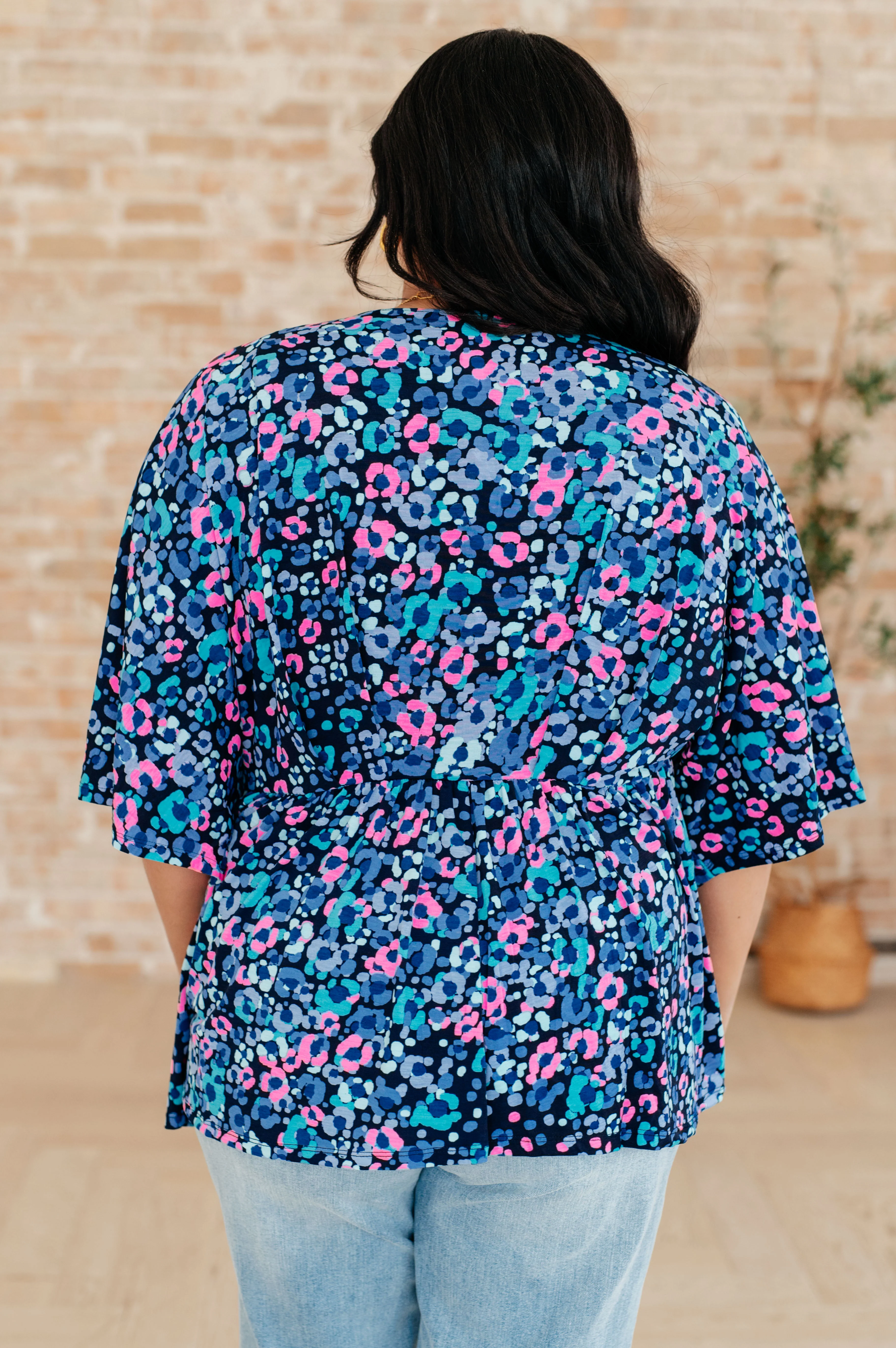 Dreamer Peplum Top in Navy and Lavender Animal Print - 4/4/2024 - Image 8