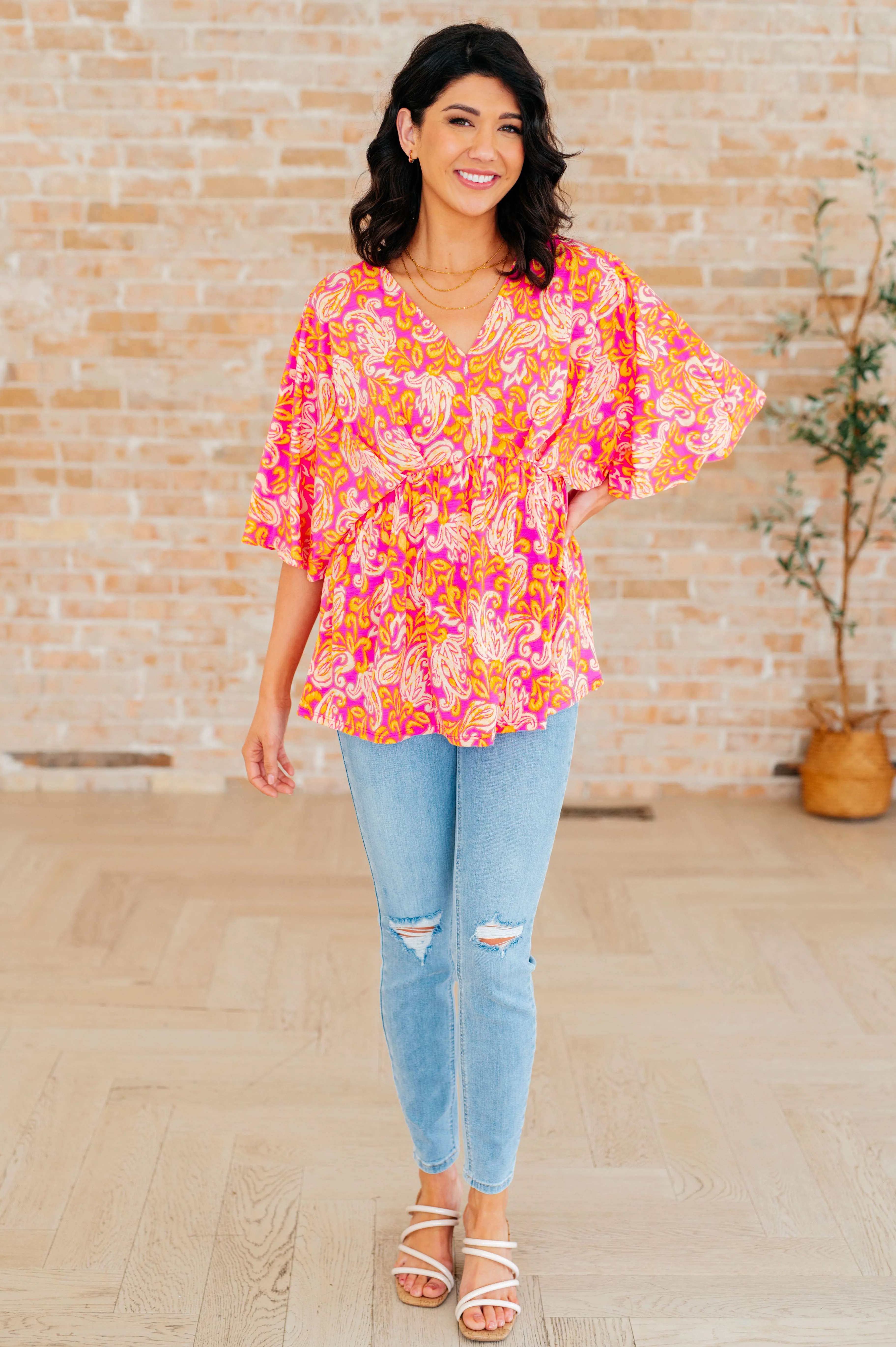 Dreamer Peplum Top in Pink Filigree - 4/4/2024 - Image 3