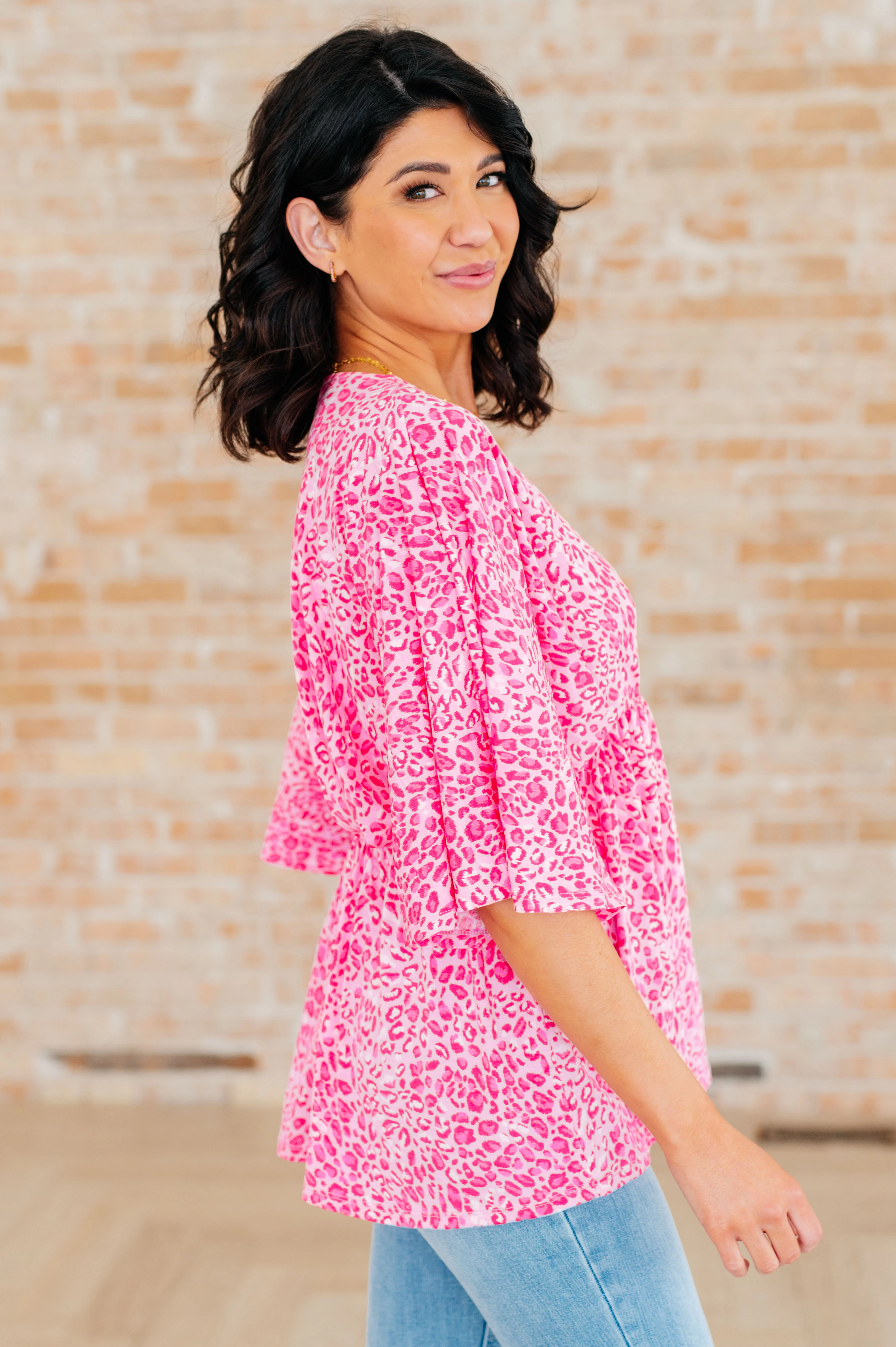 Dreamer Peplum Top in Pink Leopard - 4/4/2024 - Image 6