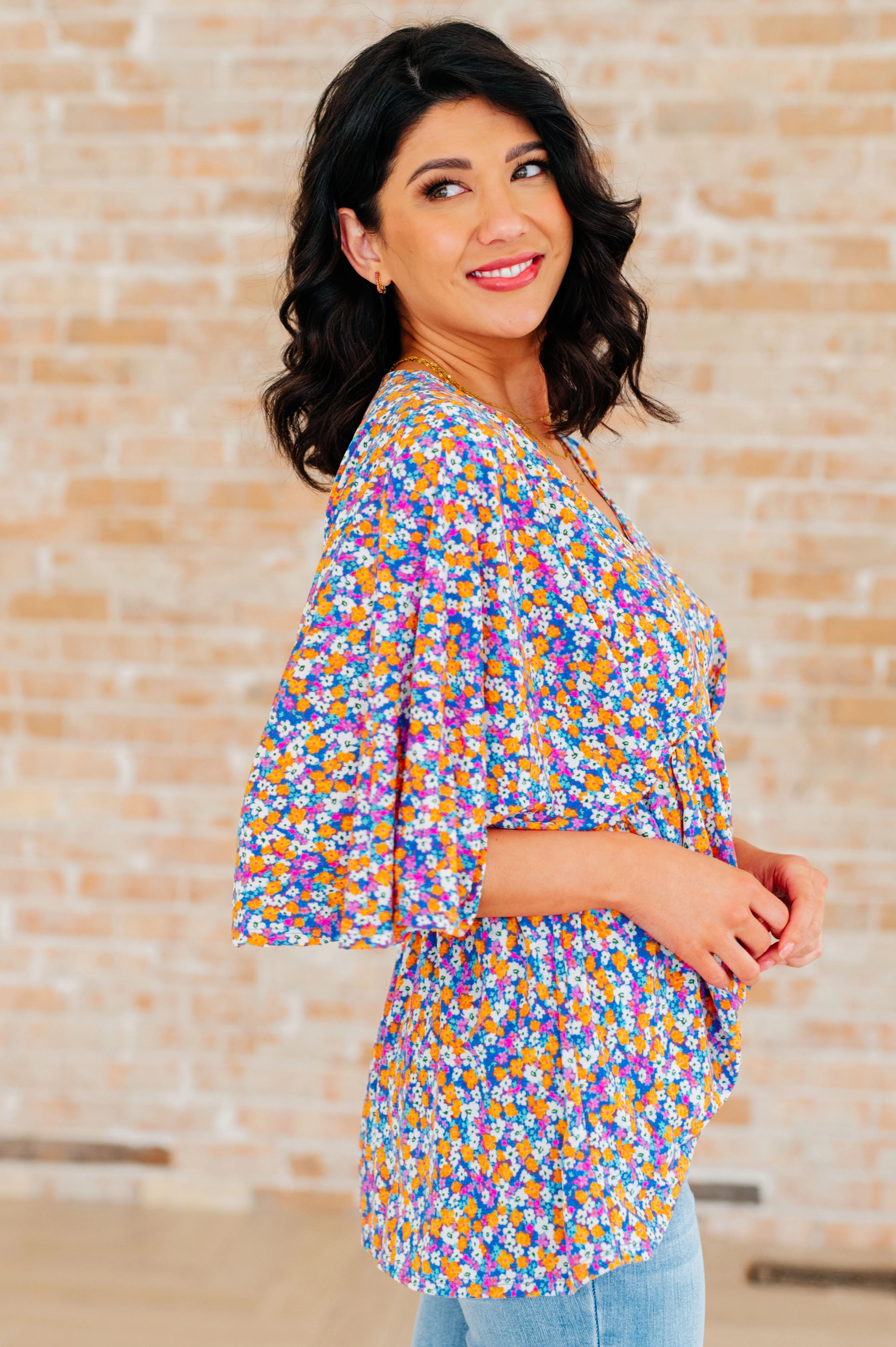 Dreamer Peplum Top in Purple Retro Ditsy Floral - 4/4/2024 - Image 6