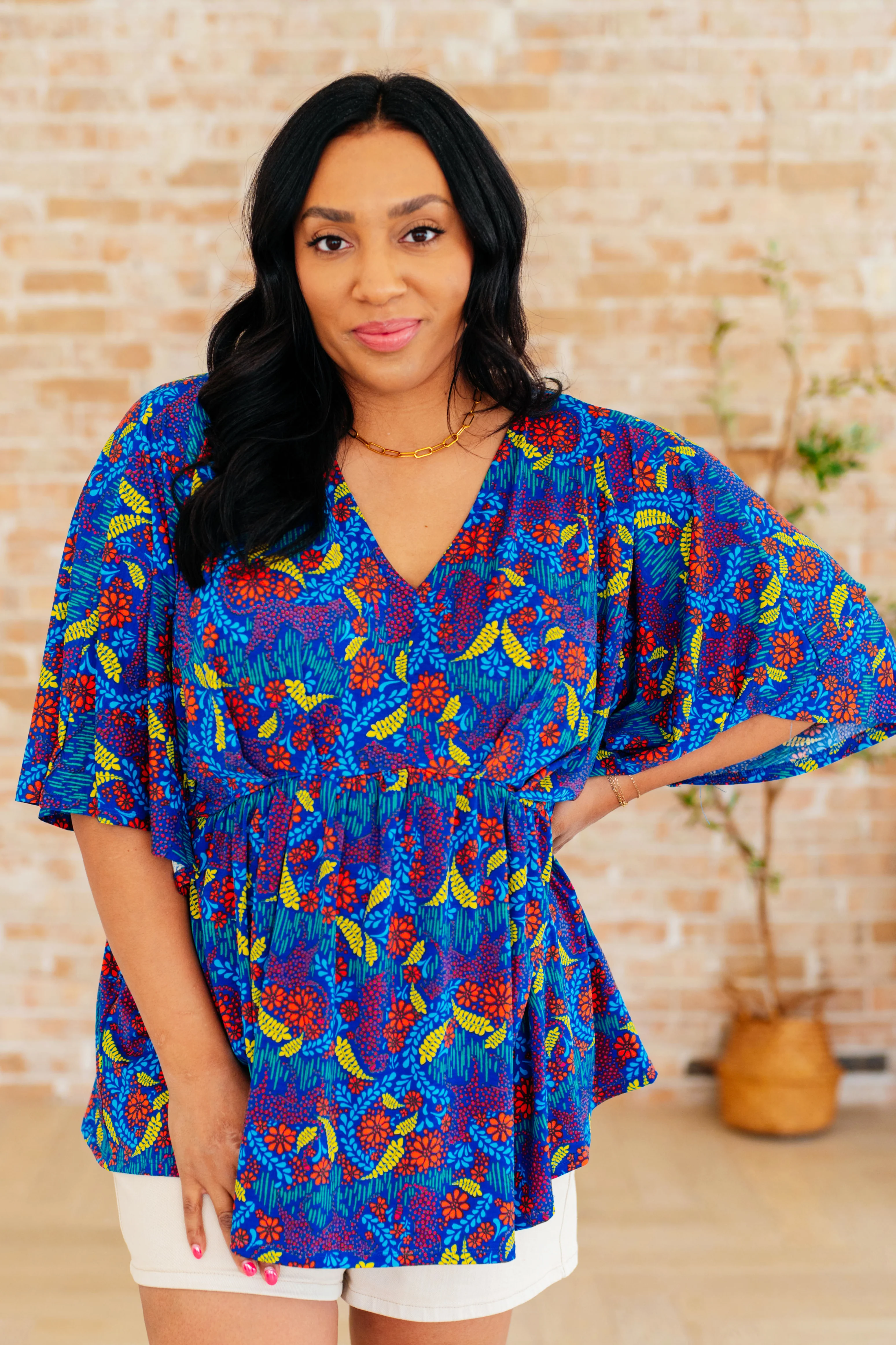 Dreamer Peplum Top in Royal and Red Abstract - 3/16/2026 - Image 2