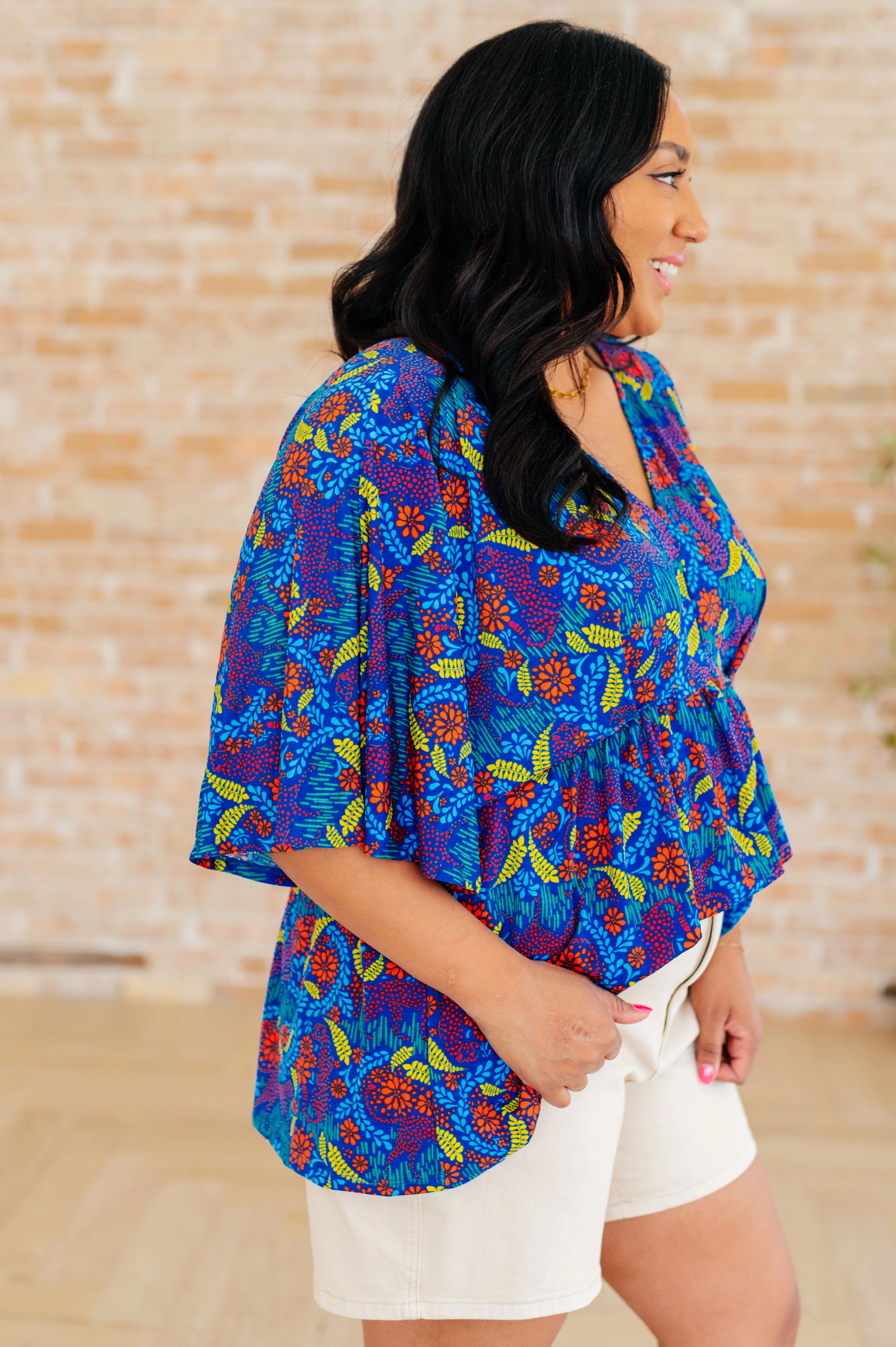 Dreamer Peplum Top in Royal and Red Abstract - 3/16/2026 - Image 6
