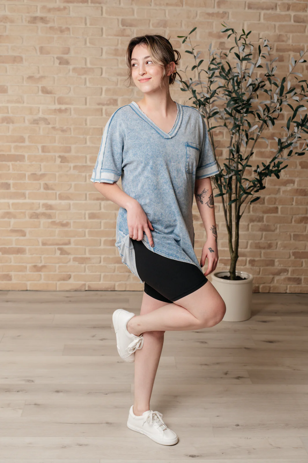 Earthy Chic Mineral Wash Mini Dress in Denim - 6/18/2024 - Image 10