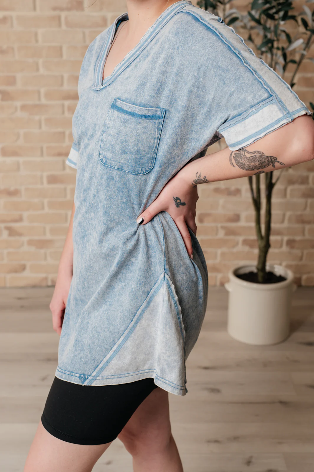Earthy Chic Mineral Wash Mini Dress in Denim - 6/18/2024 - Image 11