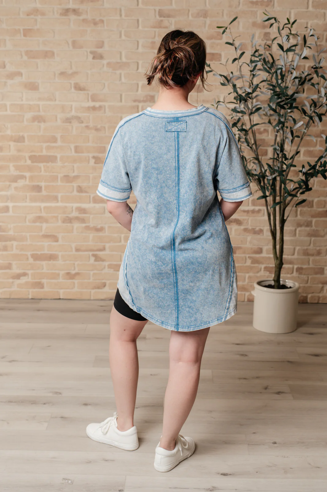 Earthy Chic Mineral Wash Mini Dress in Denim - 6/18/2024 - Image 12
