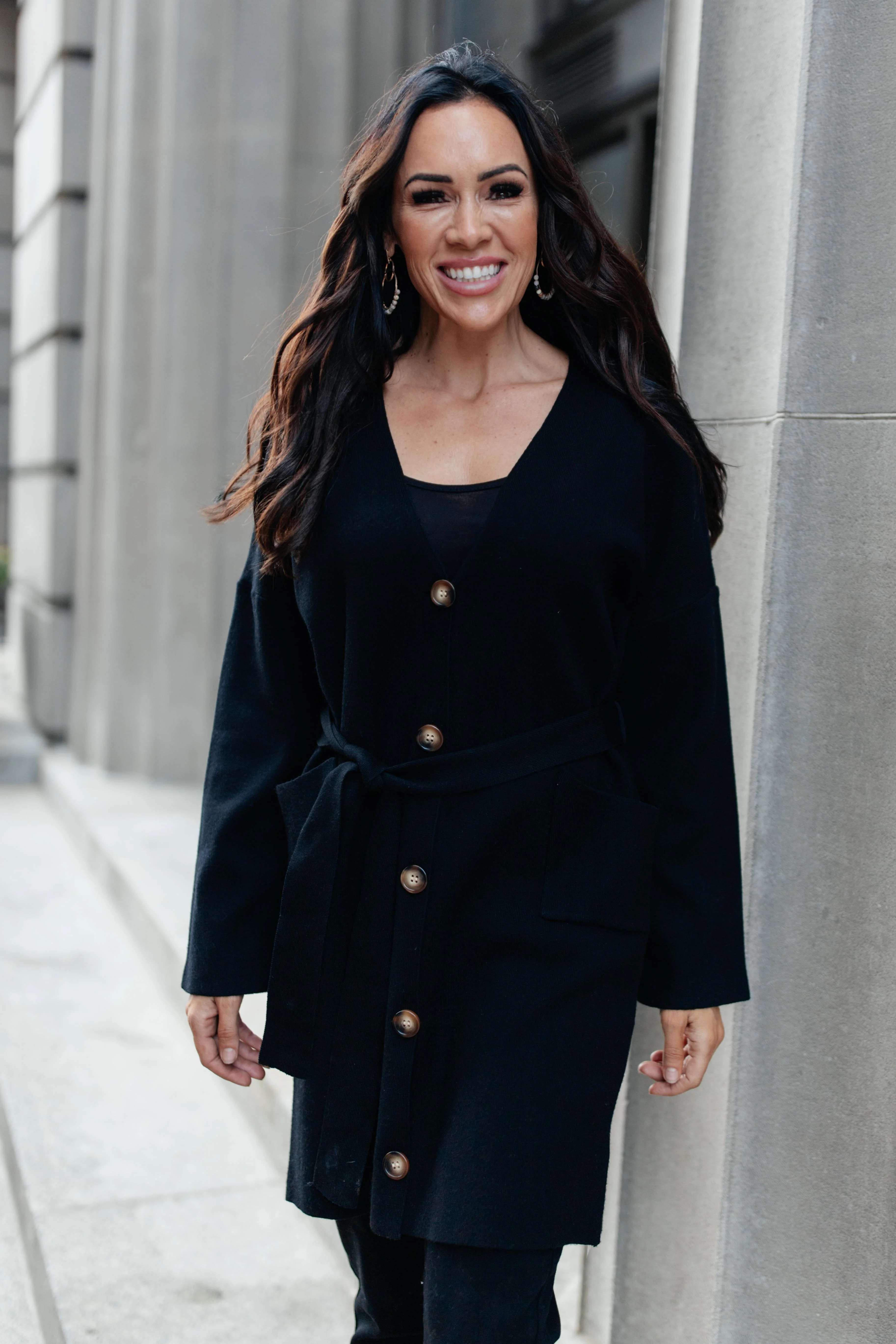 Editor Soft Trench Cardi in Black - 10/21/2021 - Image 15