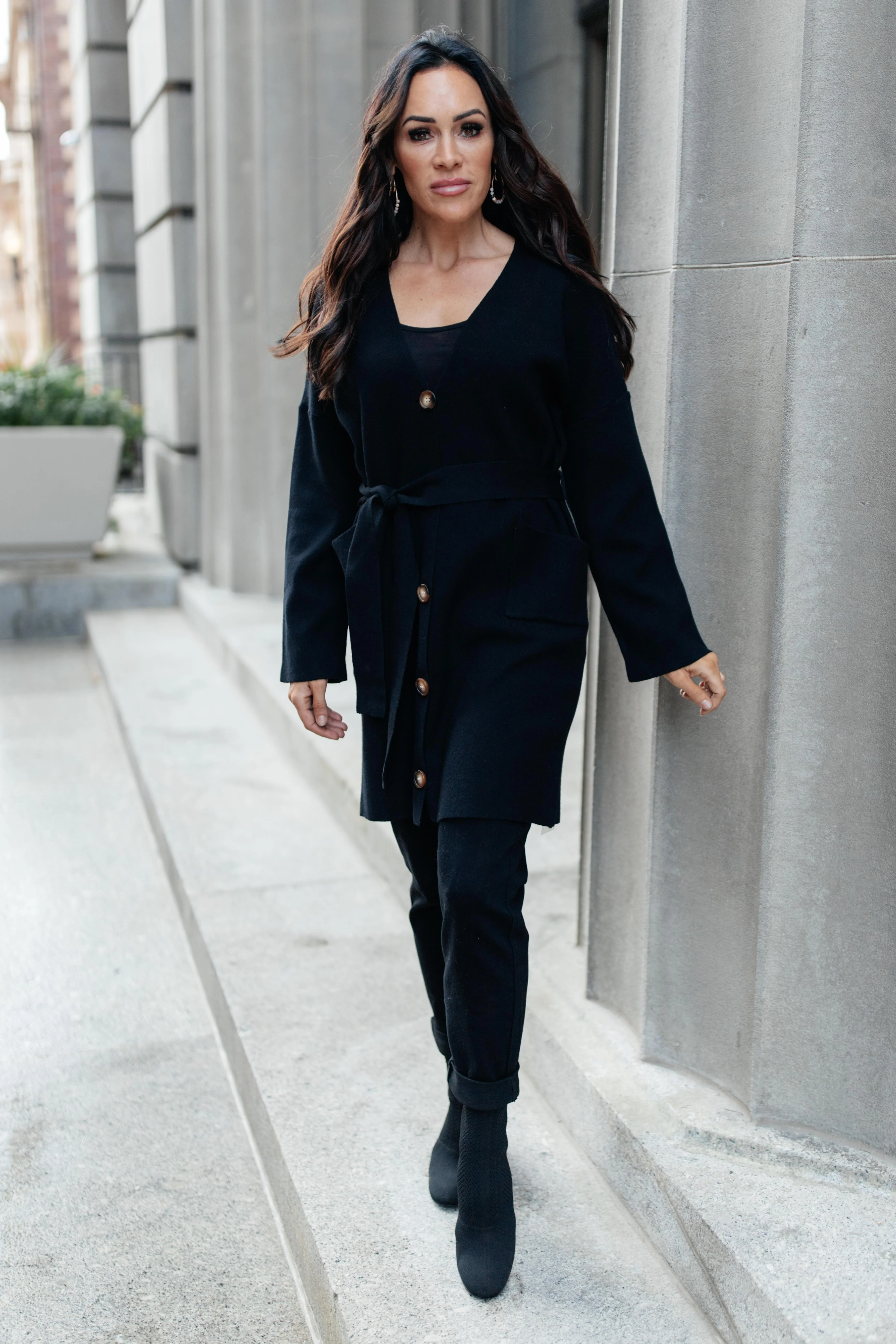 Editor Soft Trench Cardi in Black - 10/21/2021 - Image 9